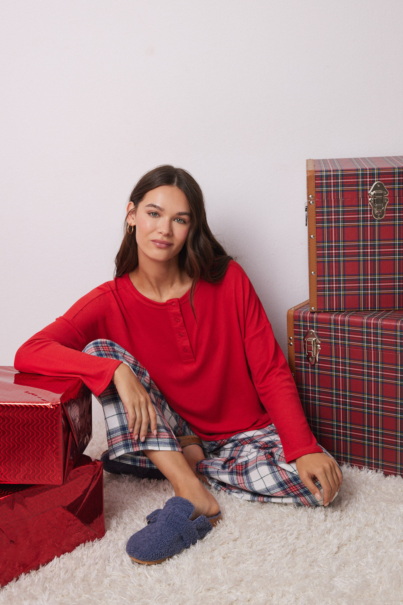 Women'secret Playera manga larga punto c&aacute;lido rojo