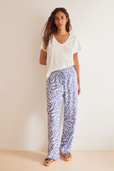 Women'secret Pantalones estampados cebra azul estampado