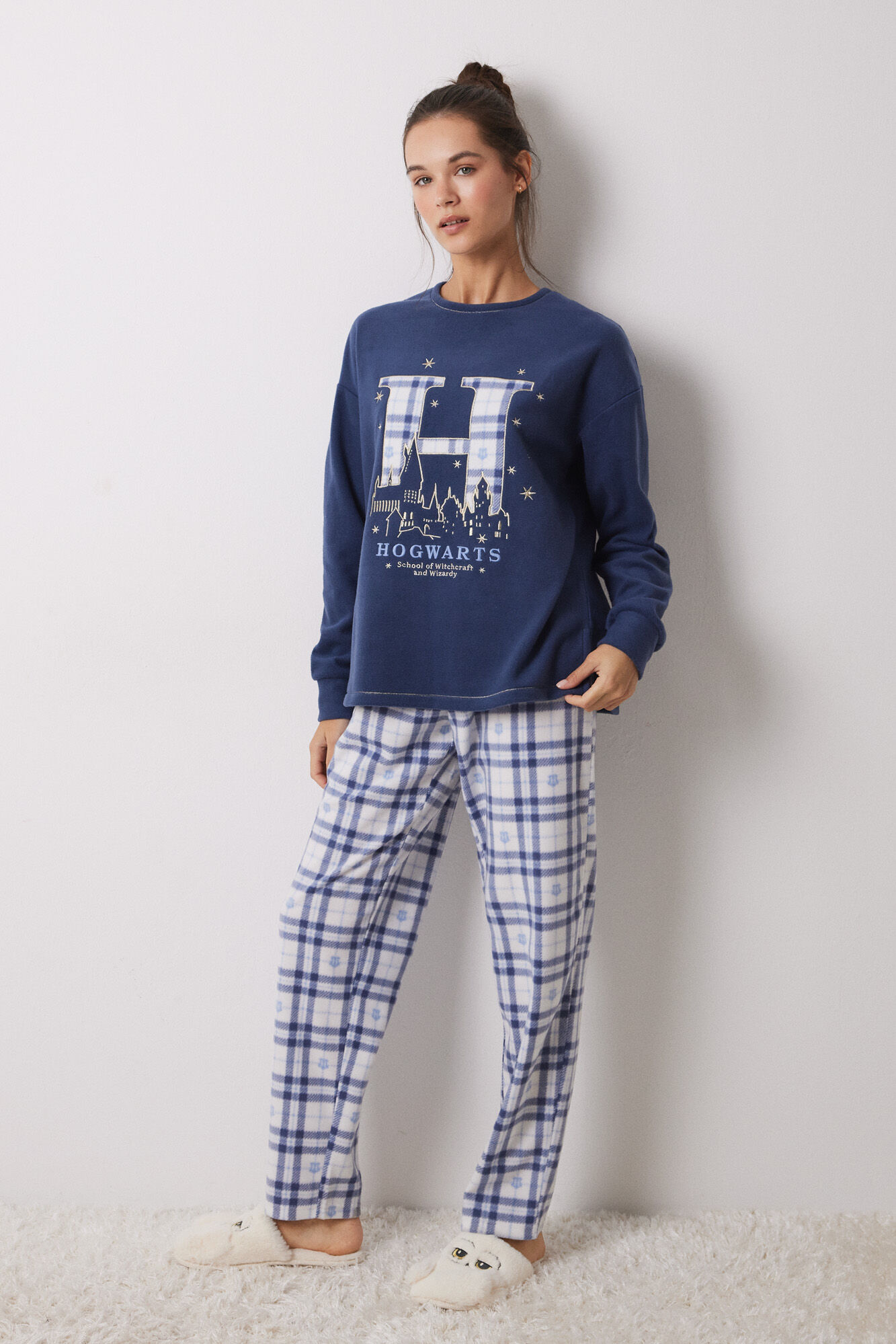 Women'secret Pijama polar cuadros Harry Potter azul