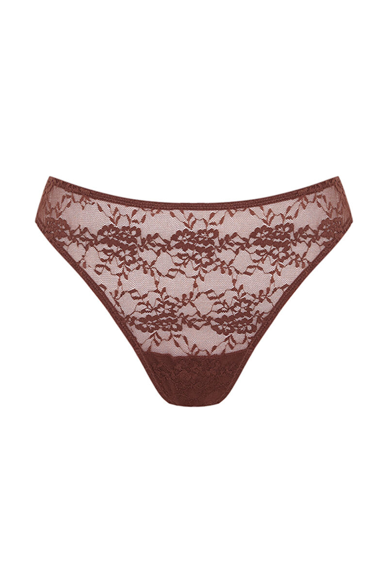 Women'secret Tanga encaje caf&eacute; oscuro caf&eacute;