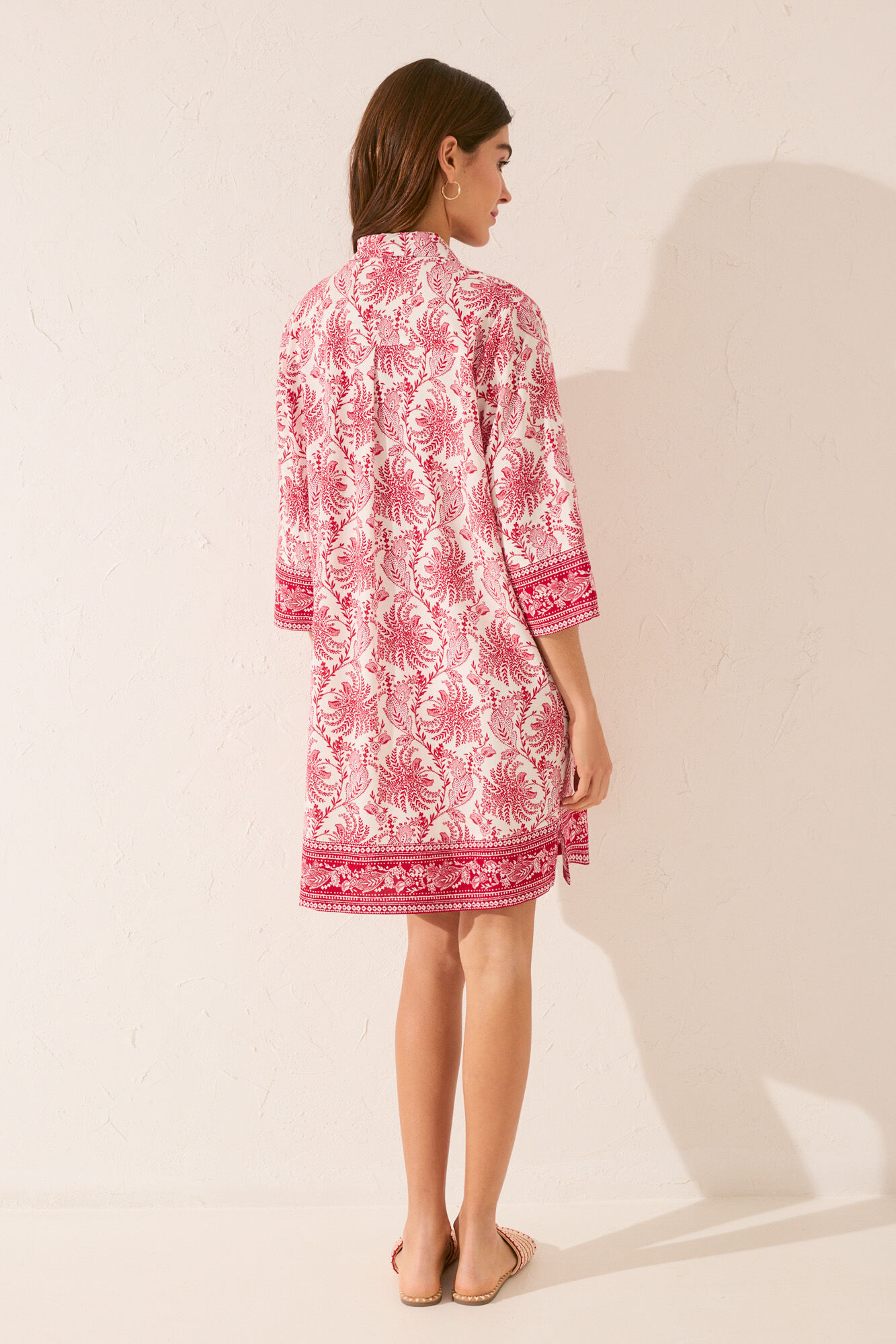 Women'secret Vestido midi con estampado de hojas p&uacute;rpura