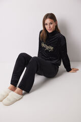Women'secret Pijama larga terciopelo negro Hermione negro
