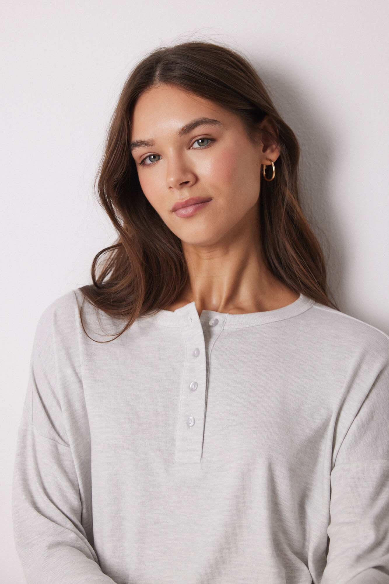 Women'secret Playera manga larga punto c&aacute;lido gris