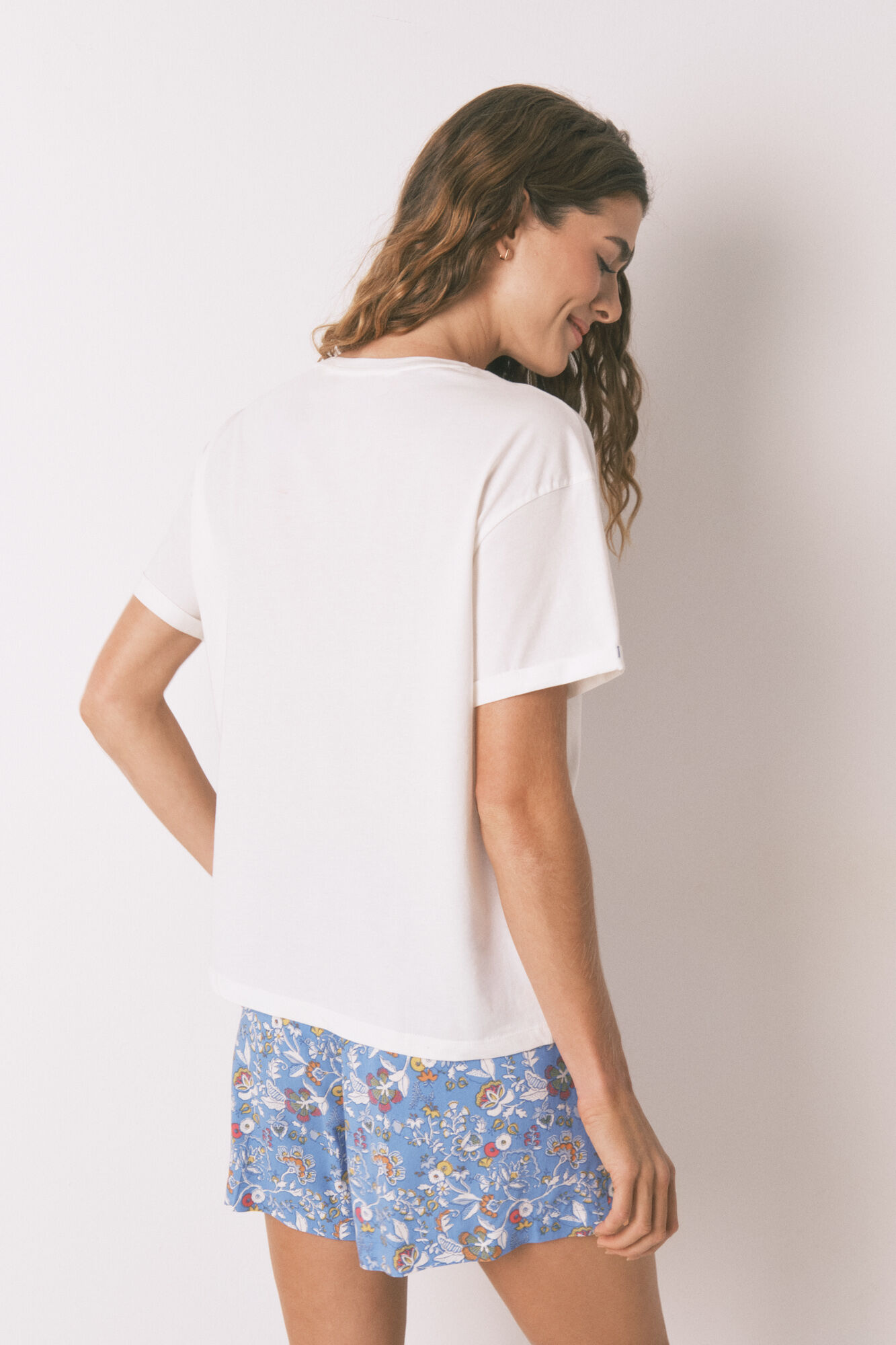 Women'secret Playera de algod&oacute;n Smile Off White marfil