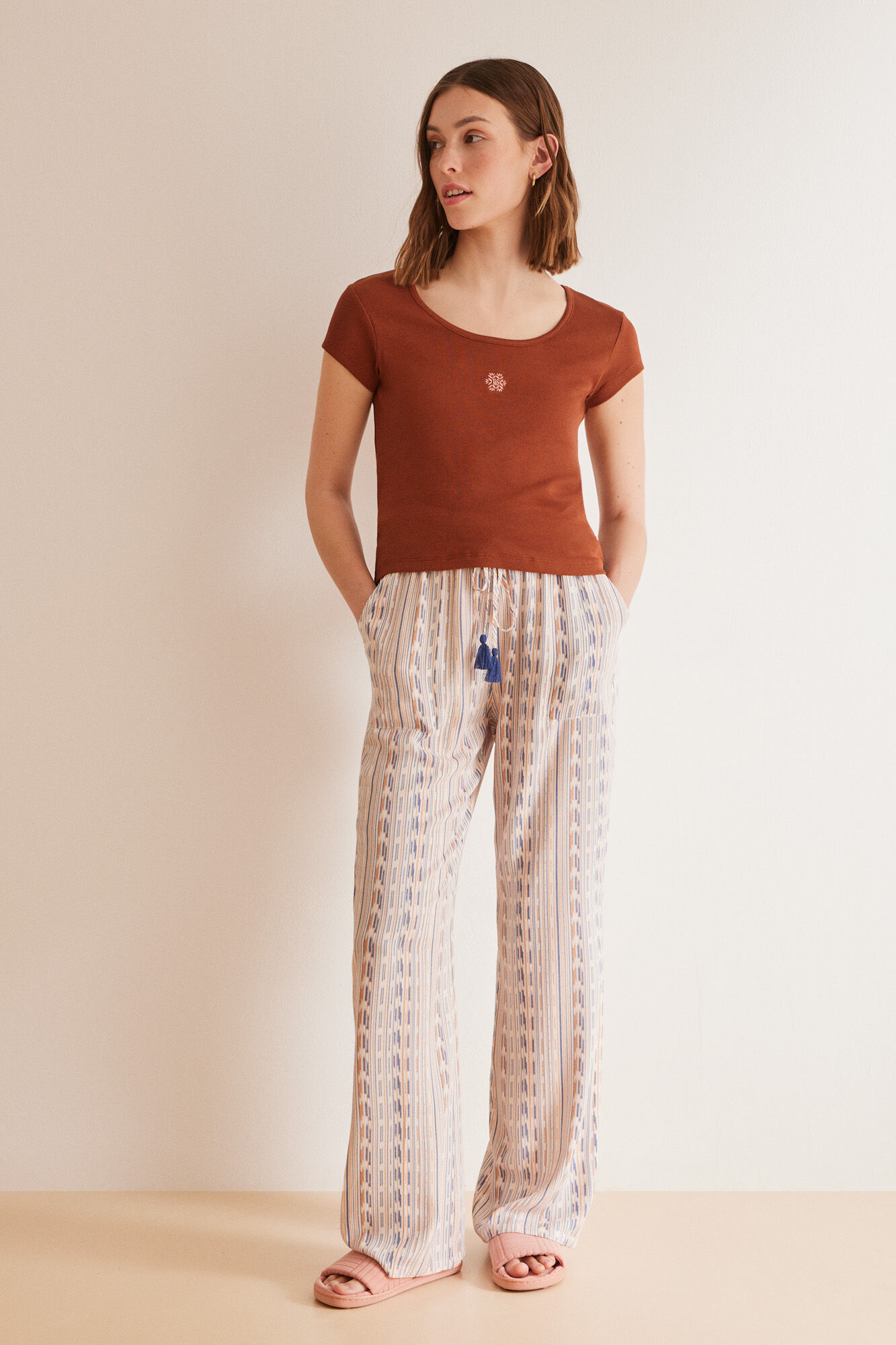 Women'secret Playera algod&oacute;n marr&oacute;n caf&eacute;