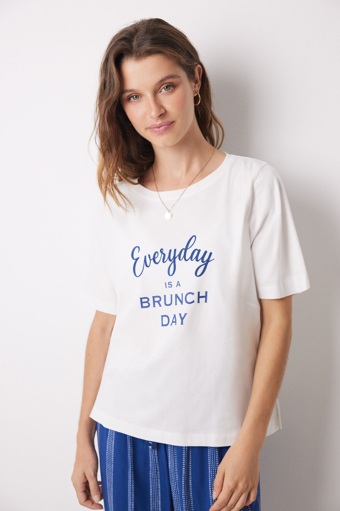 Women'secret Playera manga corta 100% algod&oacute;n marfil