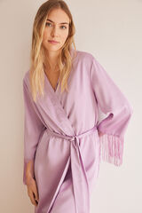 Women'secret Bata larga sat&iacute;n flecos lila morado/lila