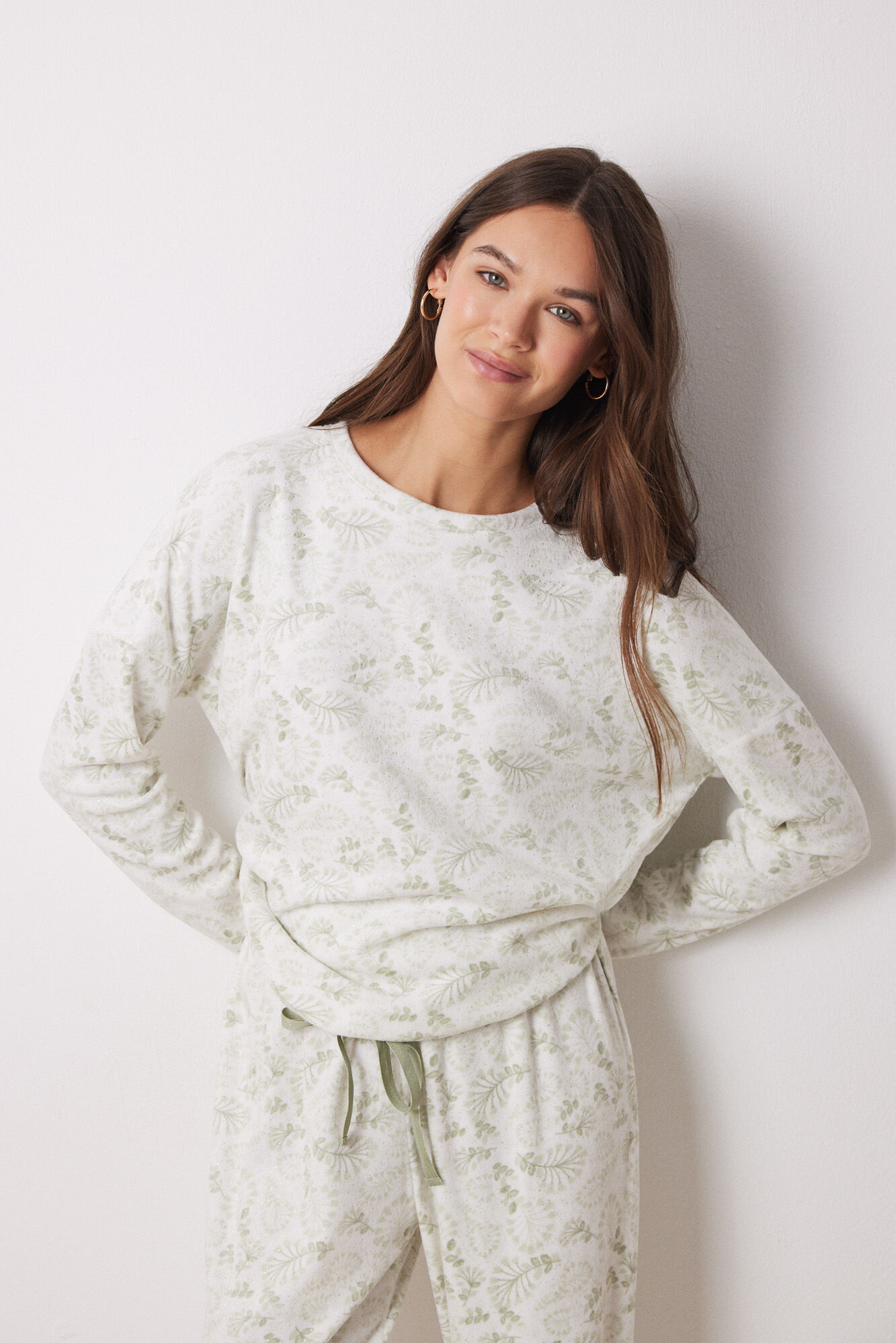Women'secret Pijama larga terciopelo verde