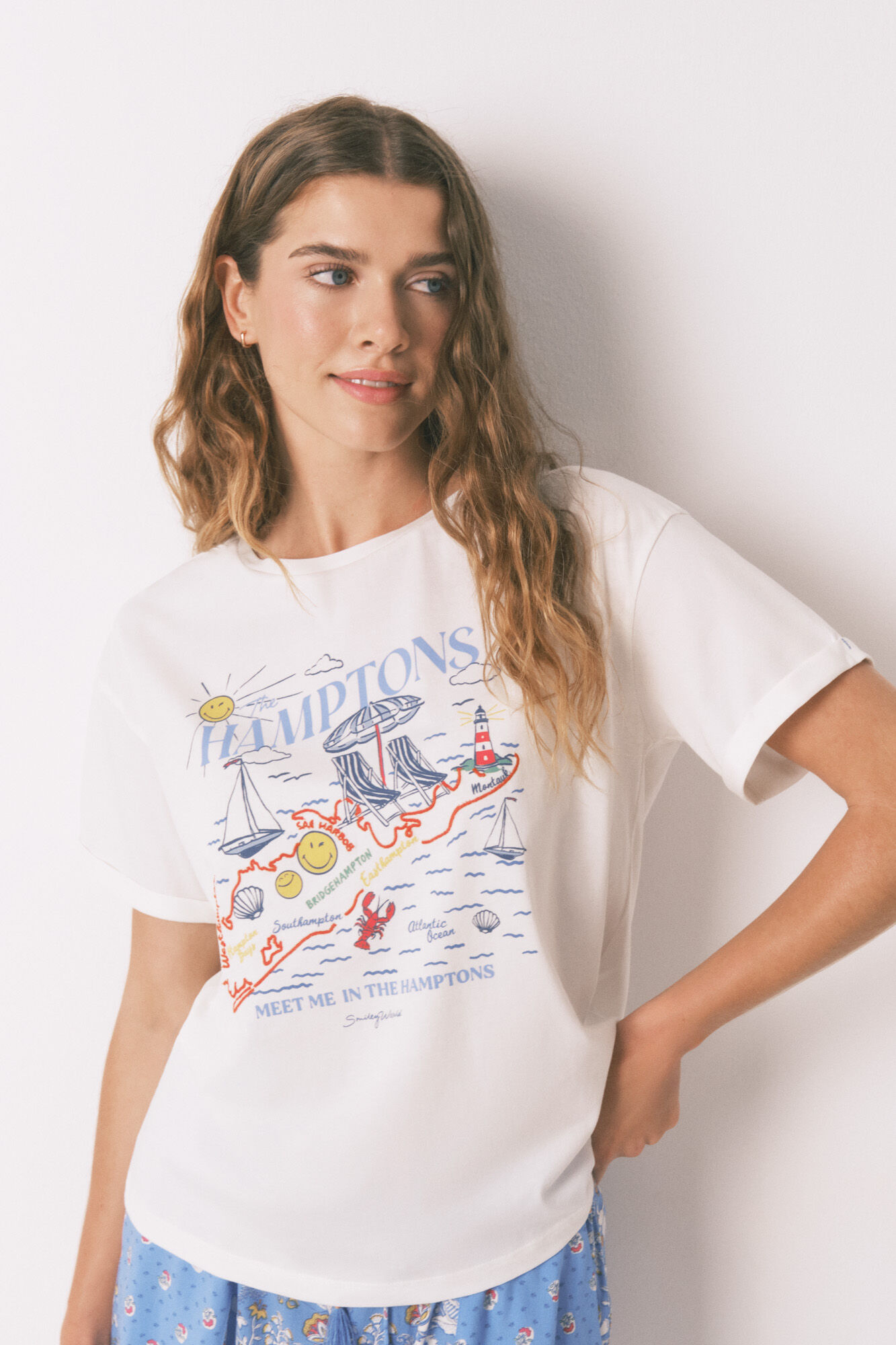 Women'secret Playera de algod&oacute;n Smile Off White marfil