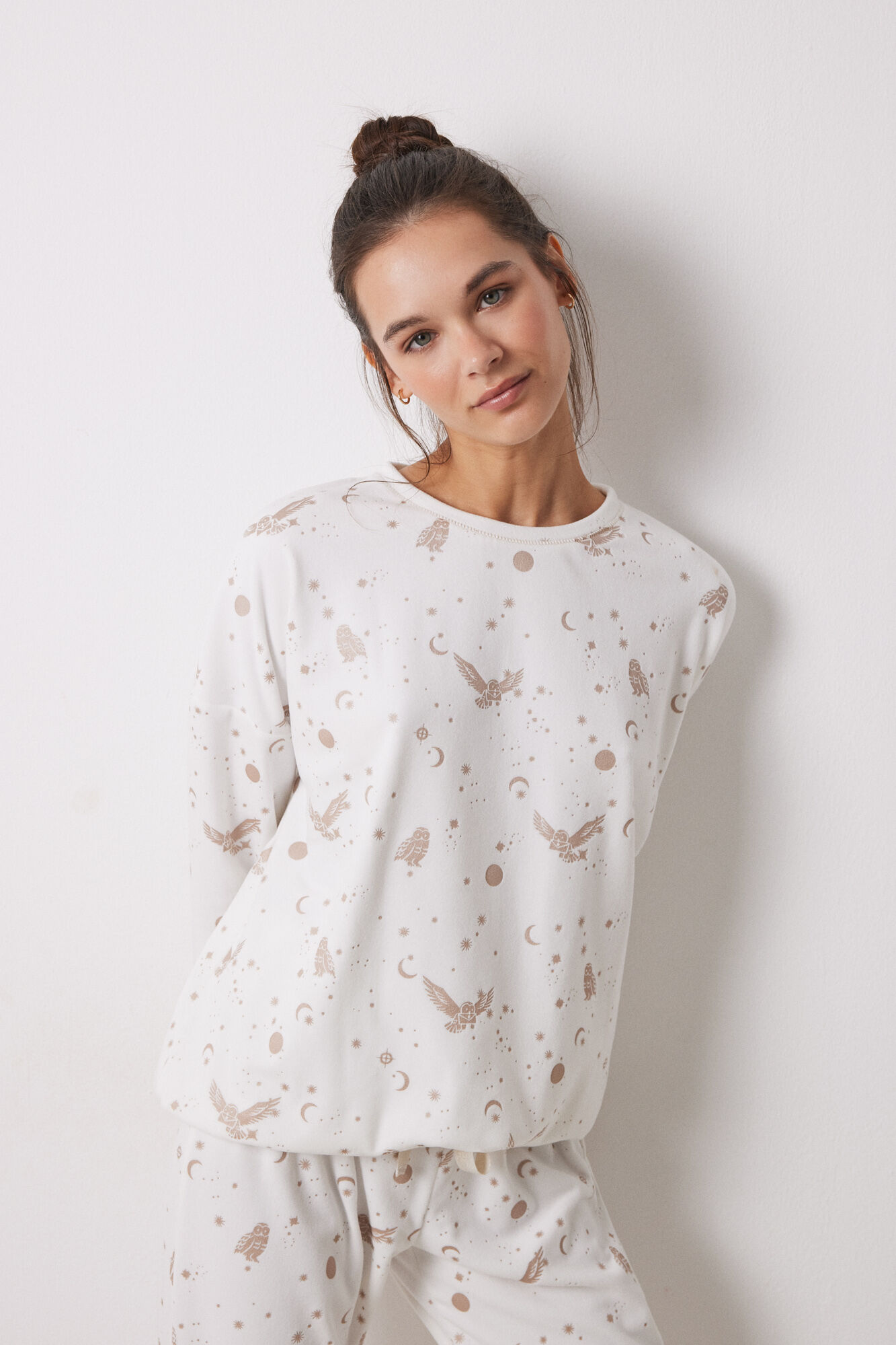 Women'secret Pijama terciopelo el&aacute;stico Harry Potter blanco