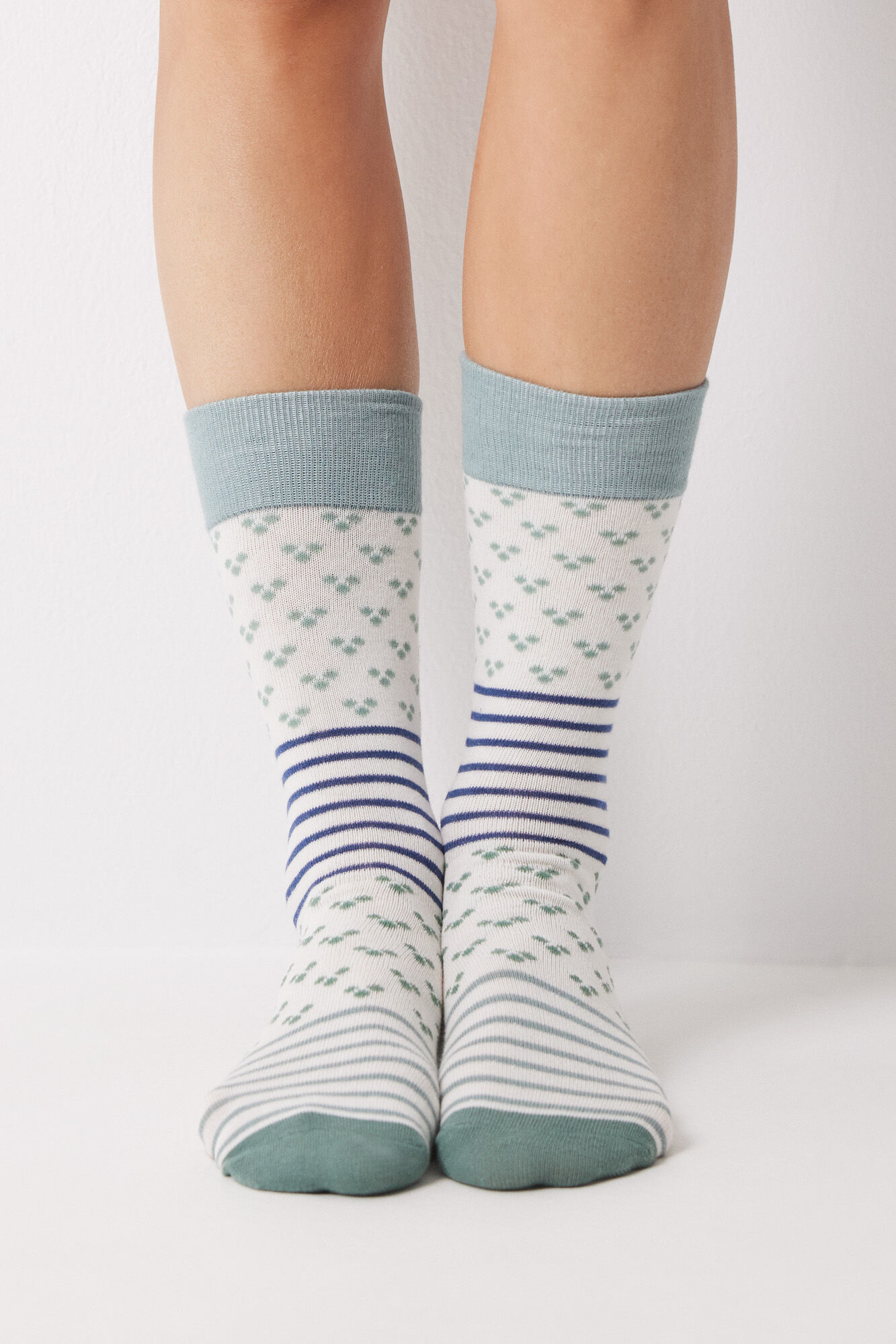Women'secret Calcetines largos rayas verde