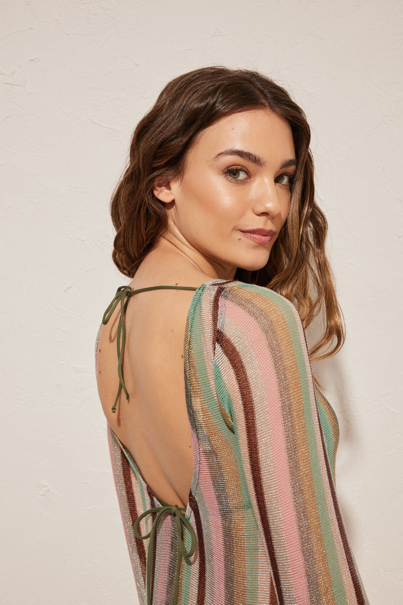 Women'secret Vestido t&uacute;nica rayas semitransparente estampado
