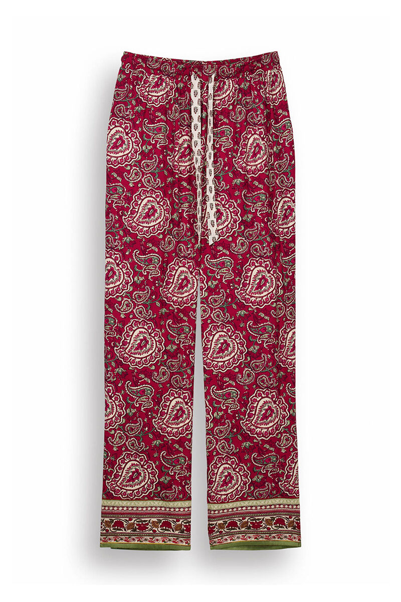 Women'secret Pantal&oacute;n pijama paisley algod&oacute;n rojo estampado
