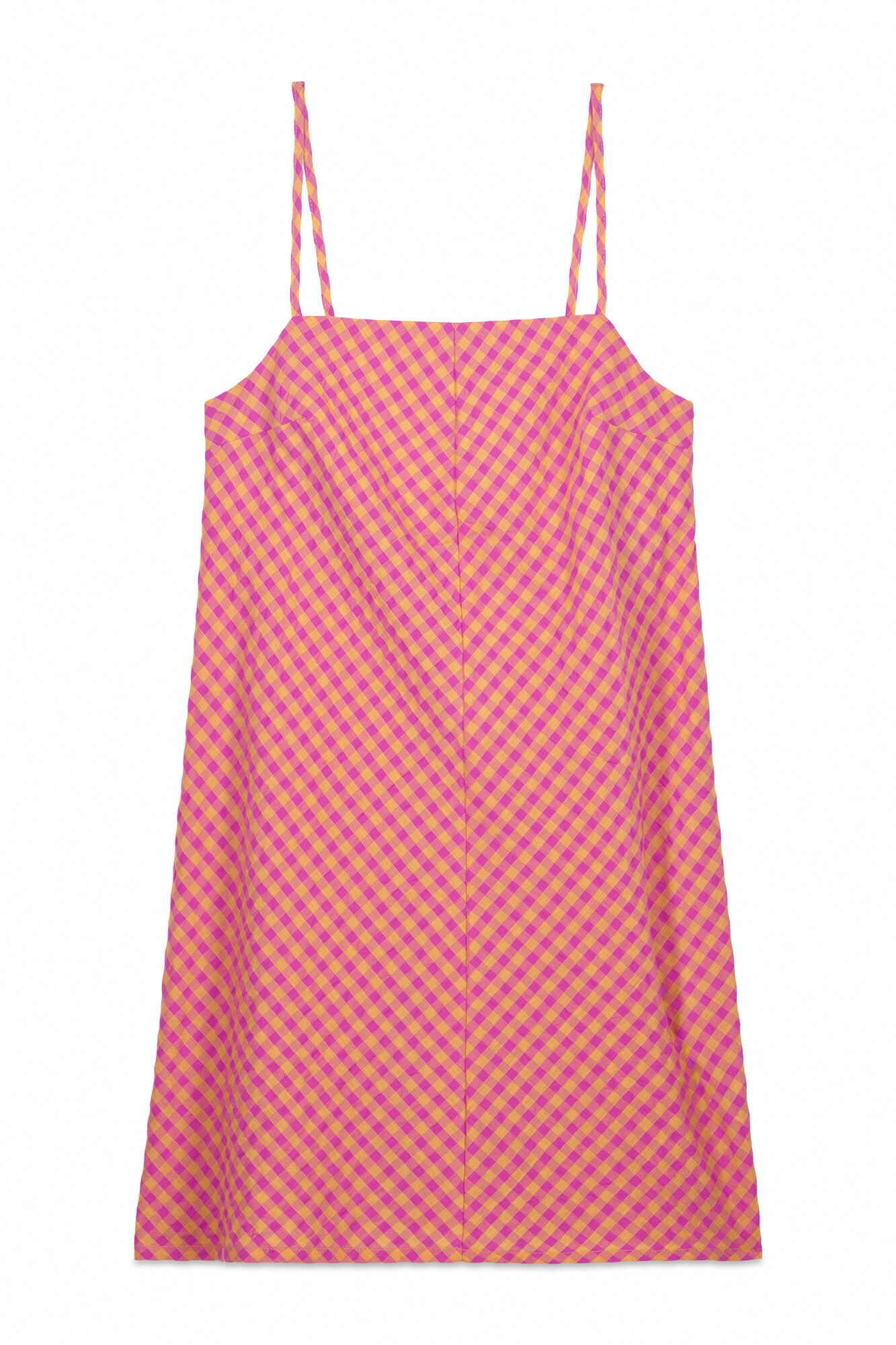 Women'secret Vestido corto de tirantes de cuadros vichy rosas rosa