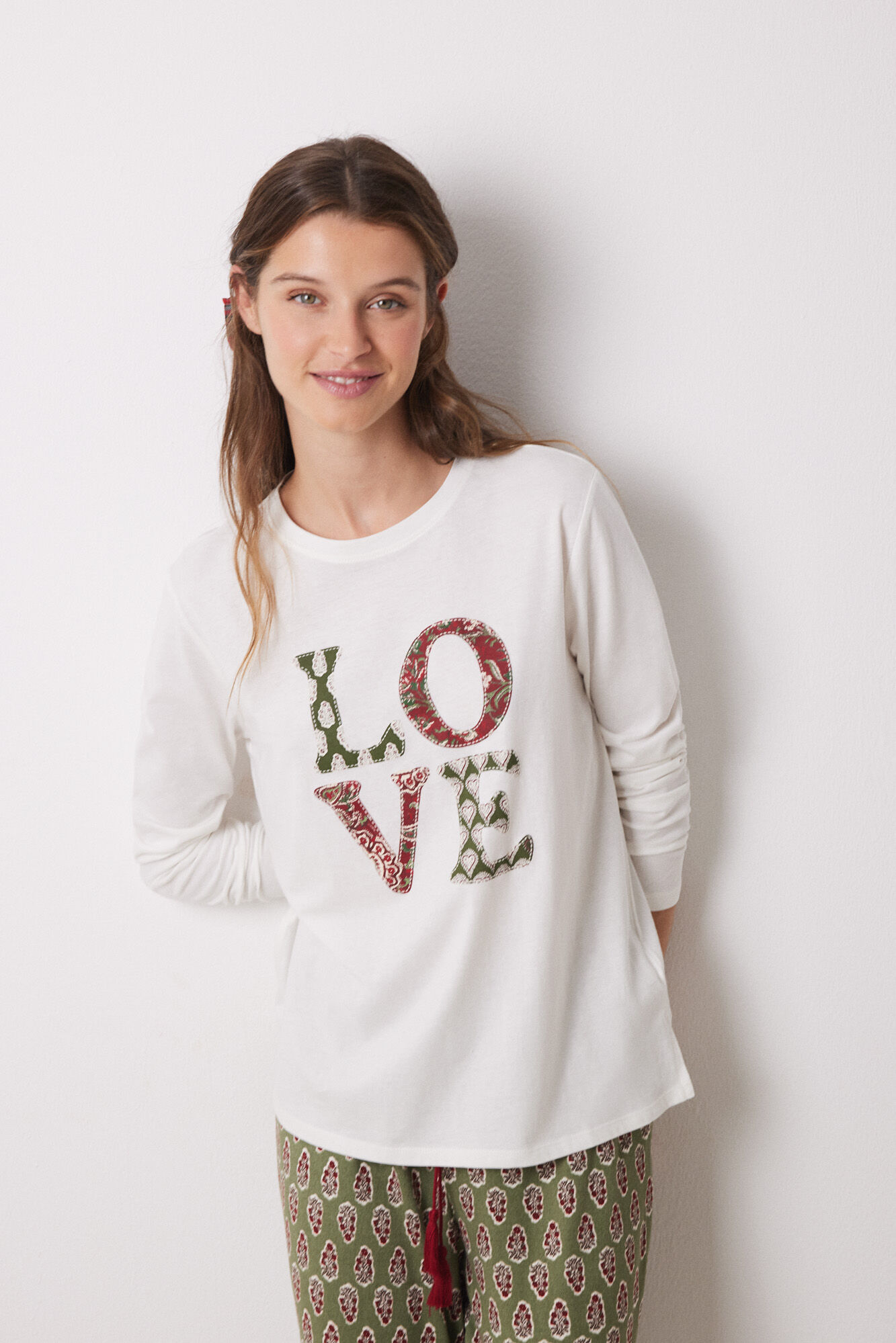 Women'secret Playera manga larga 100% algod&oacute;n LOVE