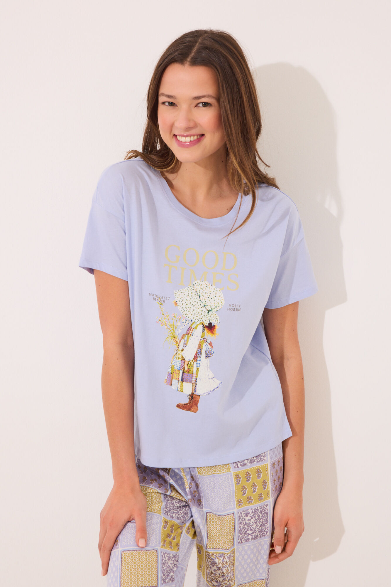 Women'secret Pijama capri 100% algod&oacute;n con estampado "Holly Hobbie" morado/lila