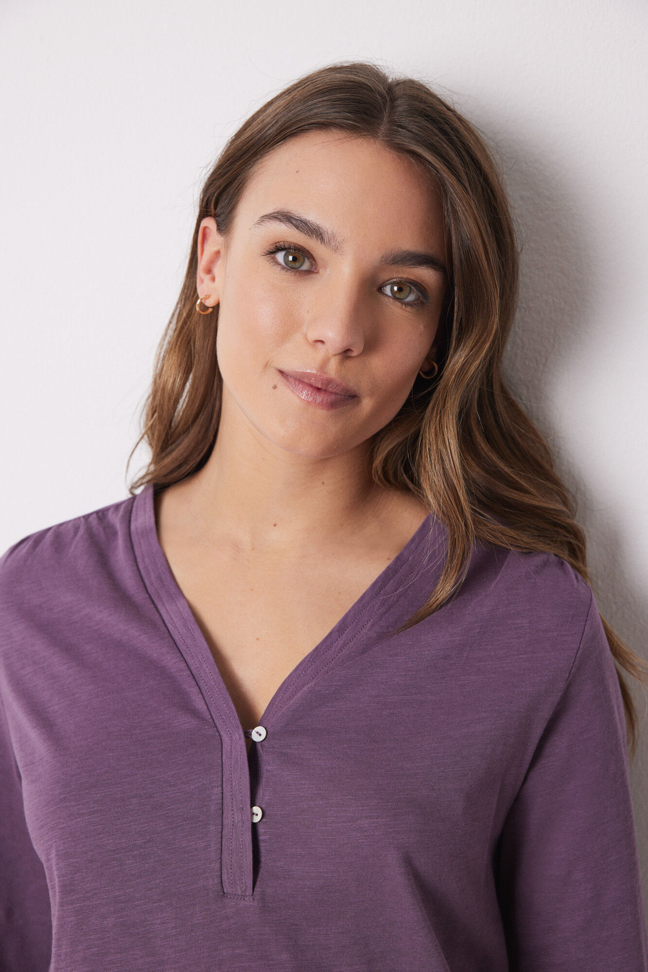 Women'secret Playera manga larga 100% algod&oacute;n morado