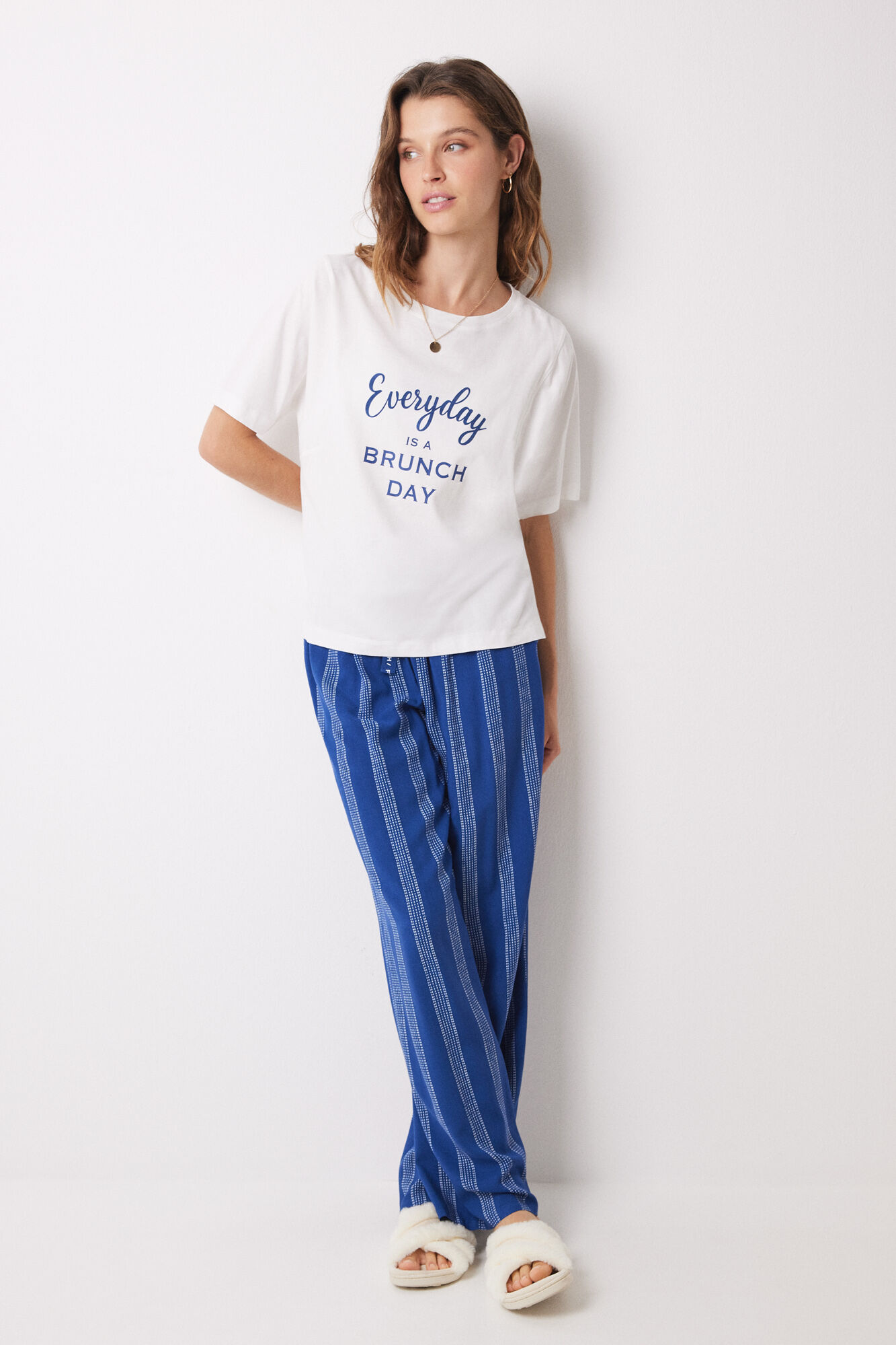 Women'secret Playera manga corta 100% algod&oacute;n marfil