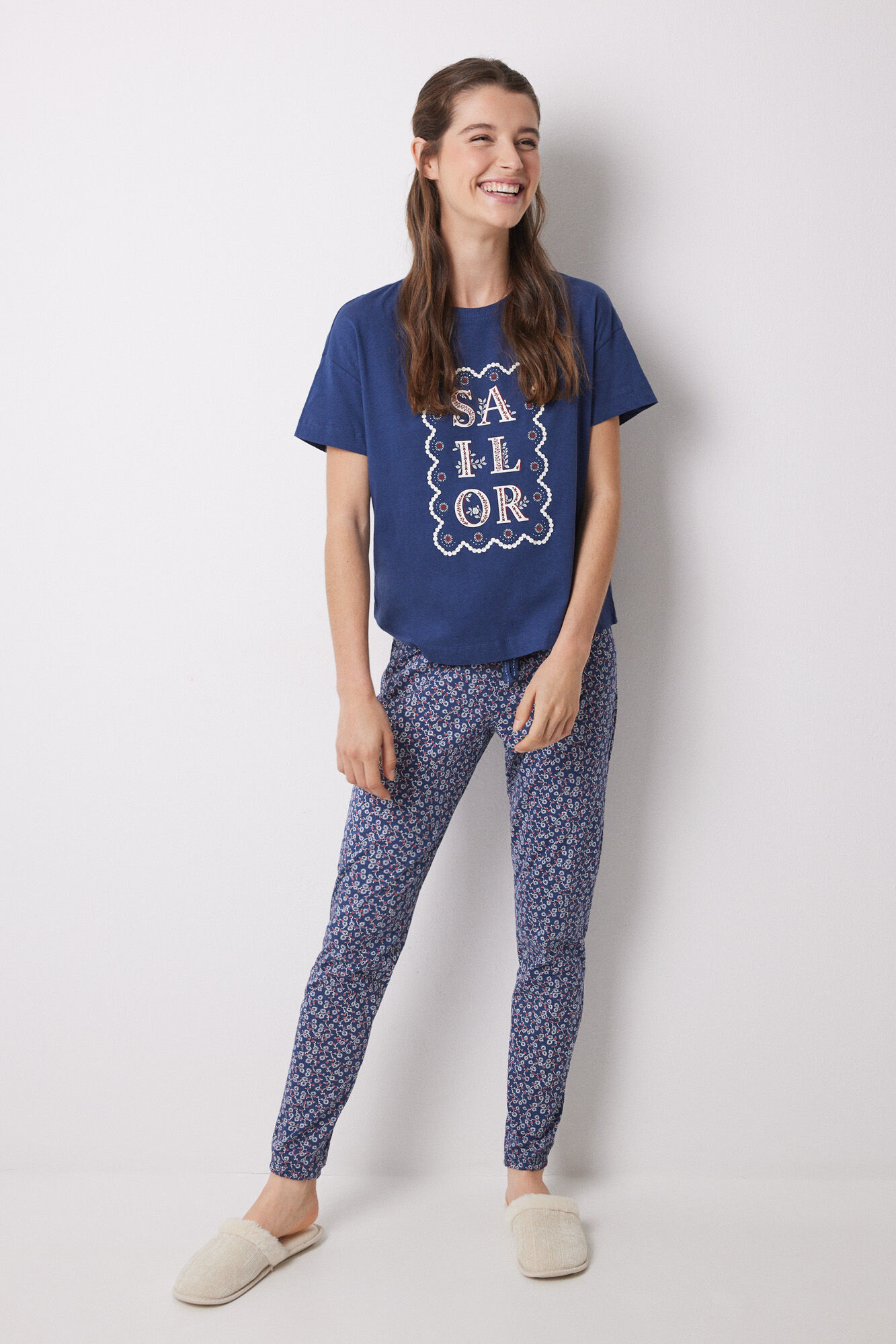 Women'secret Playera manga corta azul Sailor