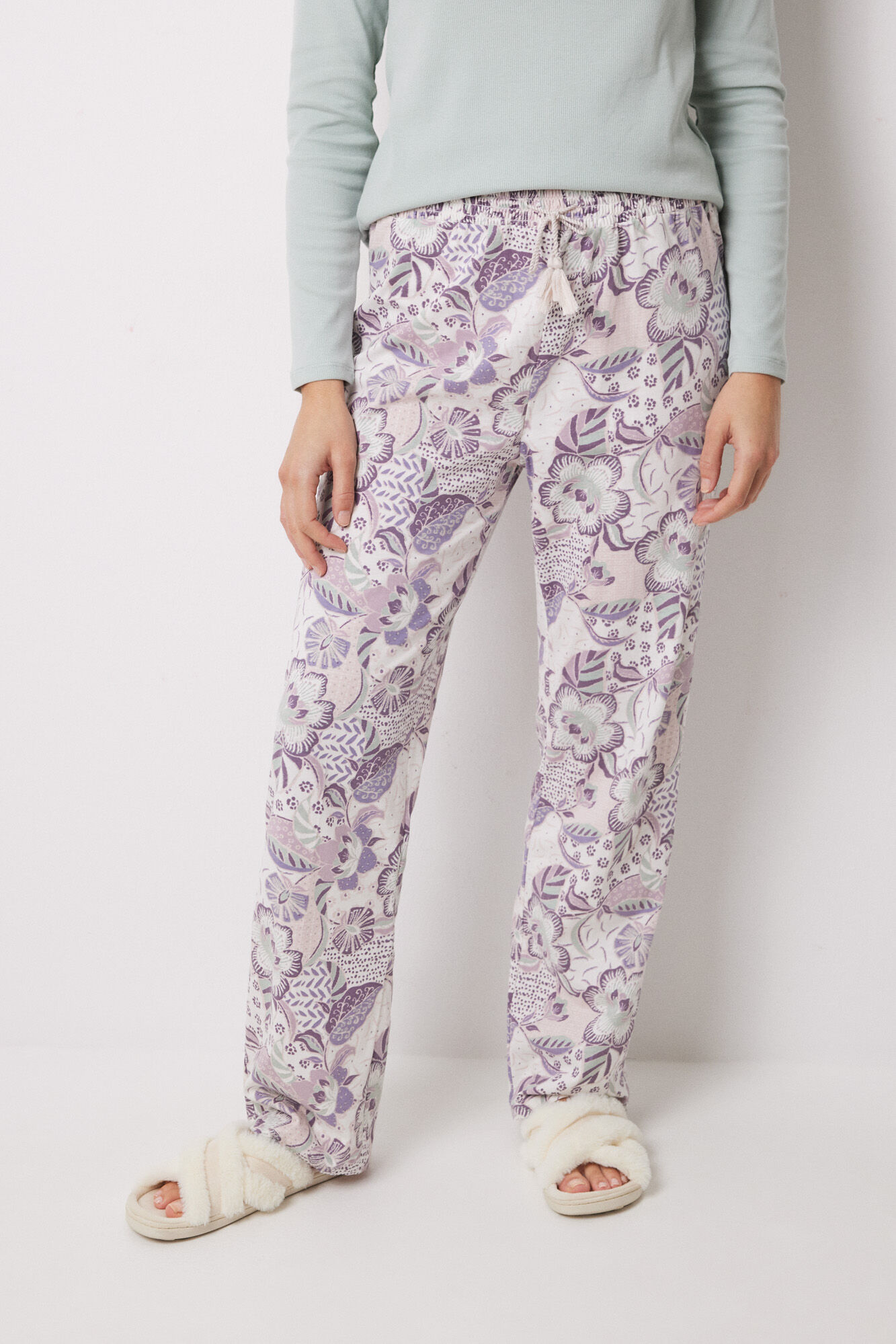 Women'secret Pantal&oacute;n largo 100% algod&oacute;n flores