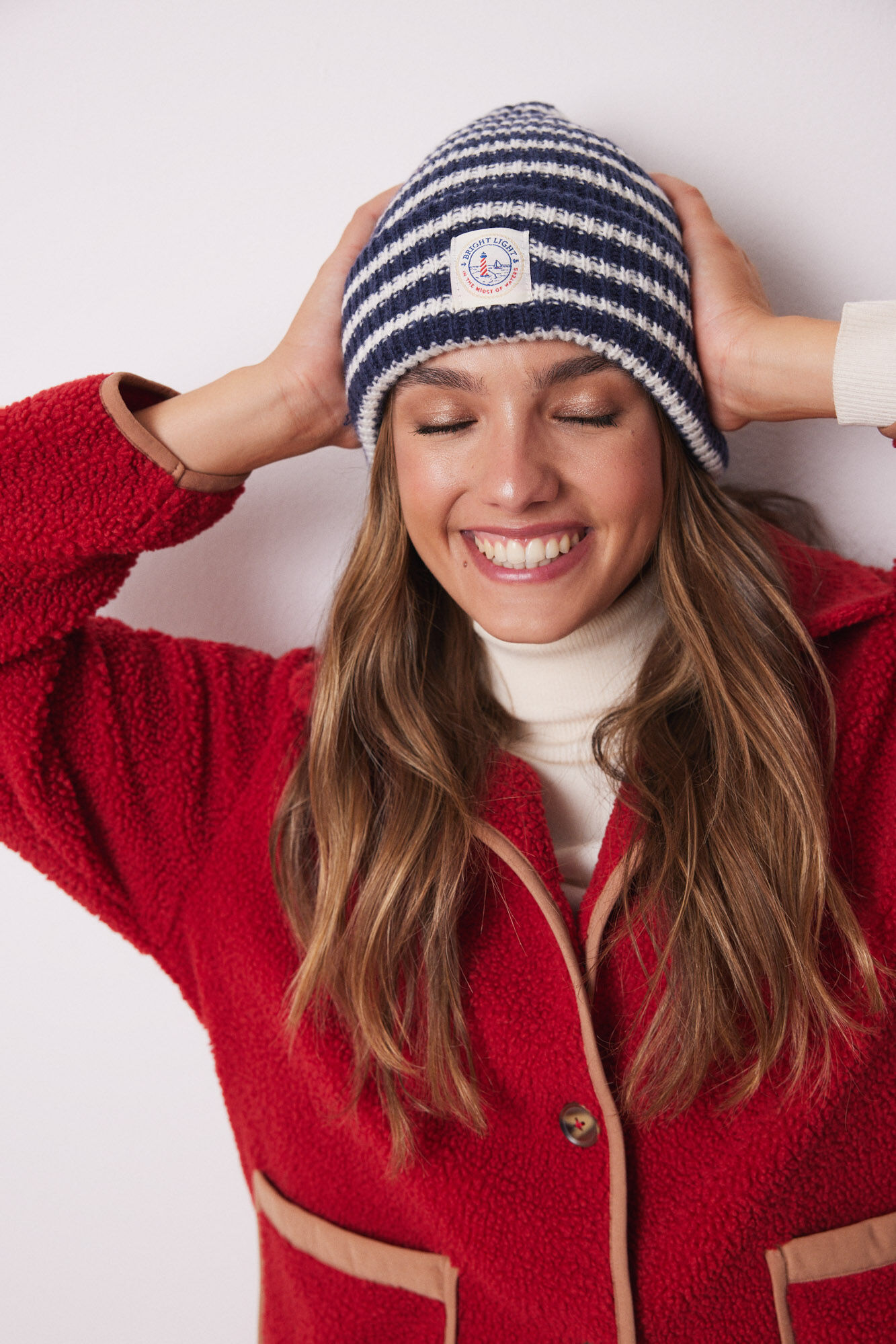 Women'secret Gorro tipo beanie rayas navy