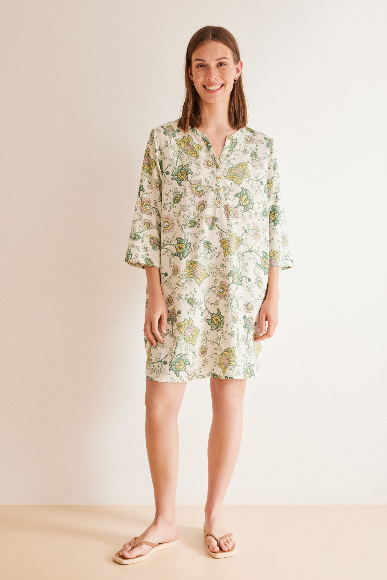 Women'secret Salida de playa viscosa flores oriental