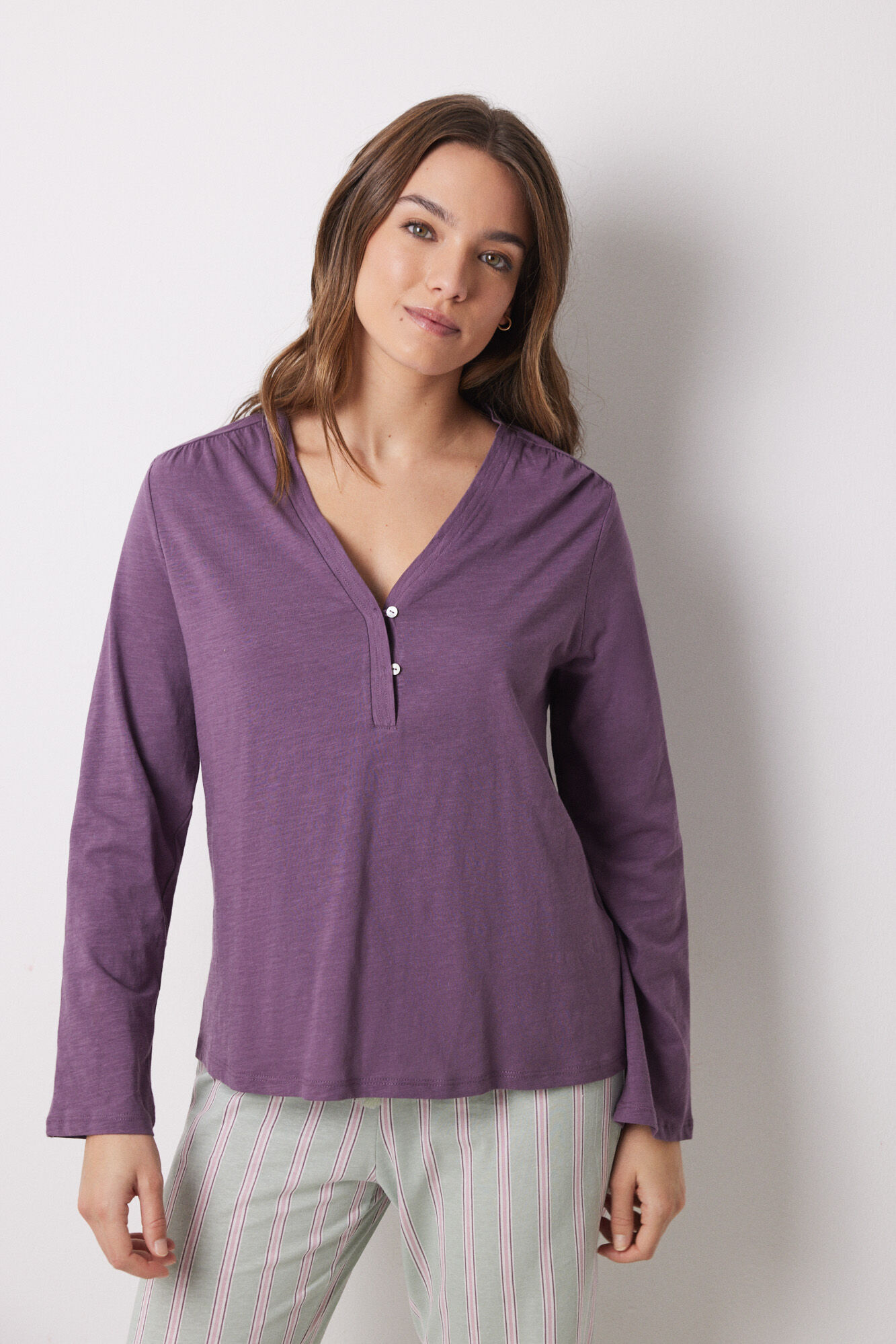 Women'secret Playera manga larga 100% algod&oacute;n morado
