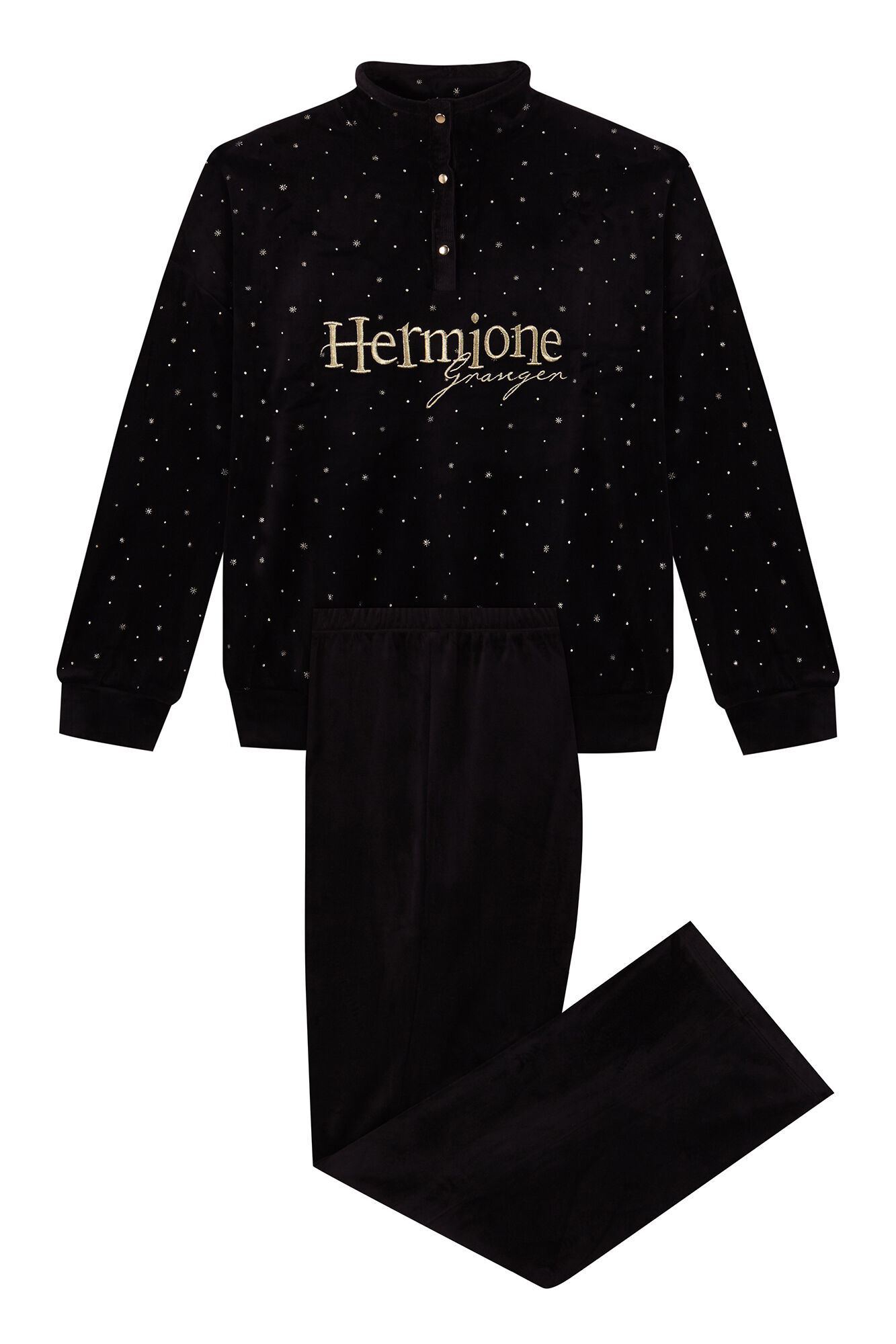 Women'secret Pijama larga terciopelo negro Hermione negro