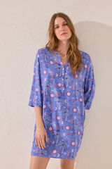Women'secret Playera de dormir de viscosa con estampado azul estampado