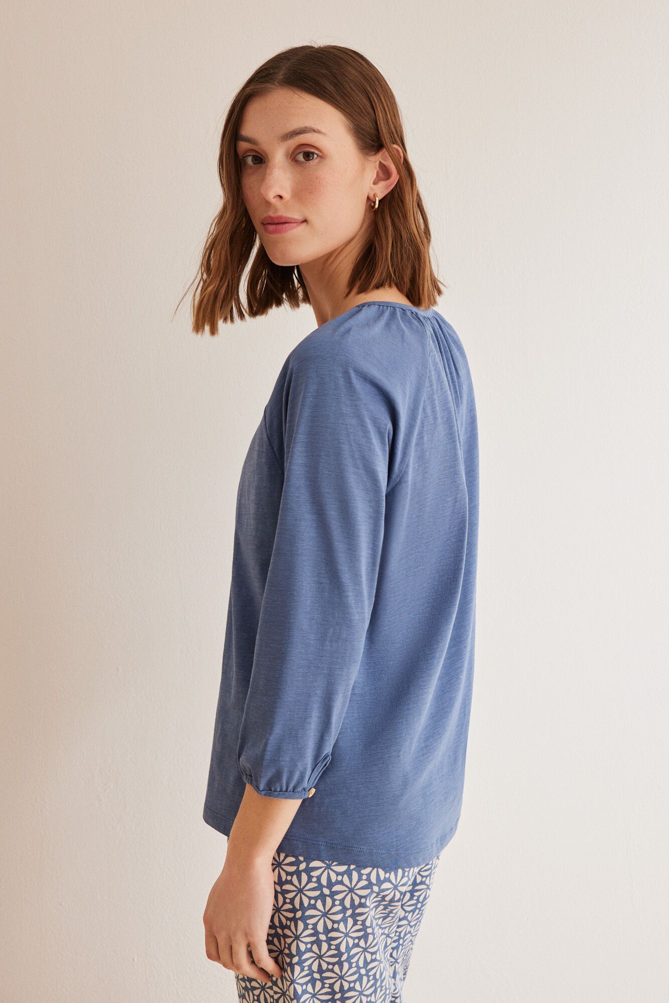 Women'secret Playera manga larga 100% algod&oacute;n azul