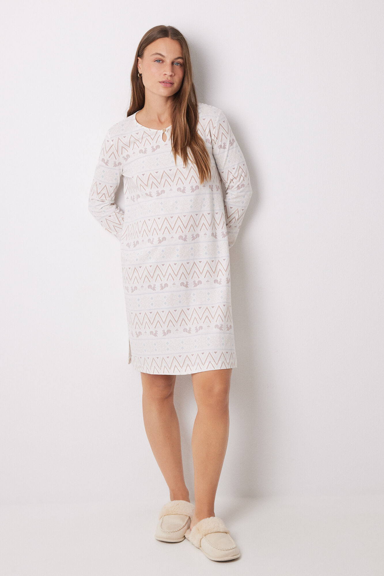 Women'secret Camis&oacute;n corto 100% algod&oacute;n cenefas navide&ntilde;as estampado