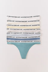 Women'secret Pack de 7 tangas de algod&oacute;n con logo blanco blanco
