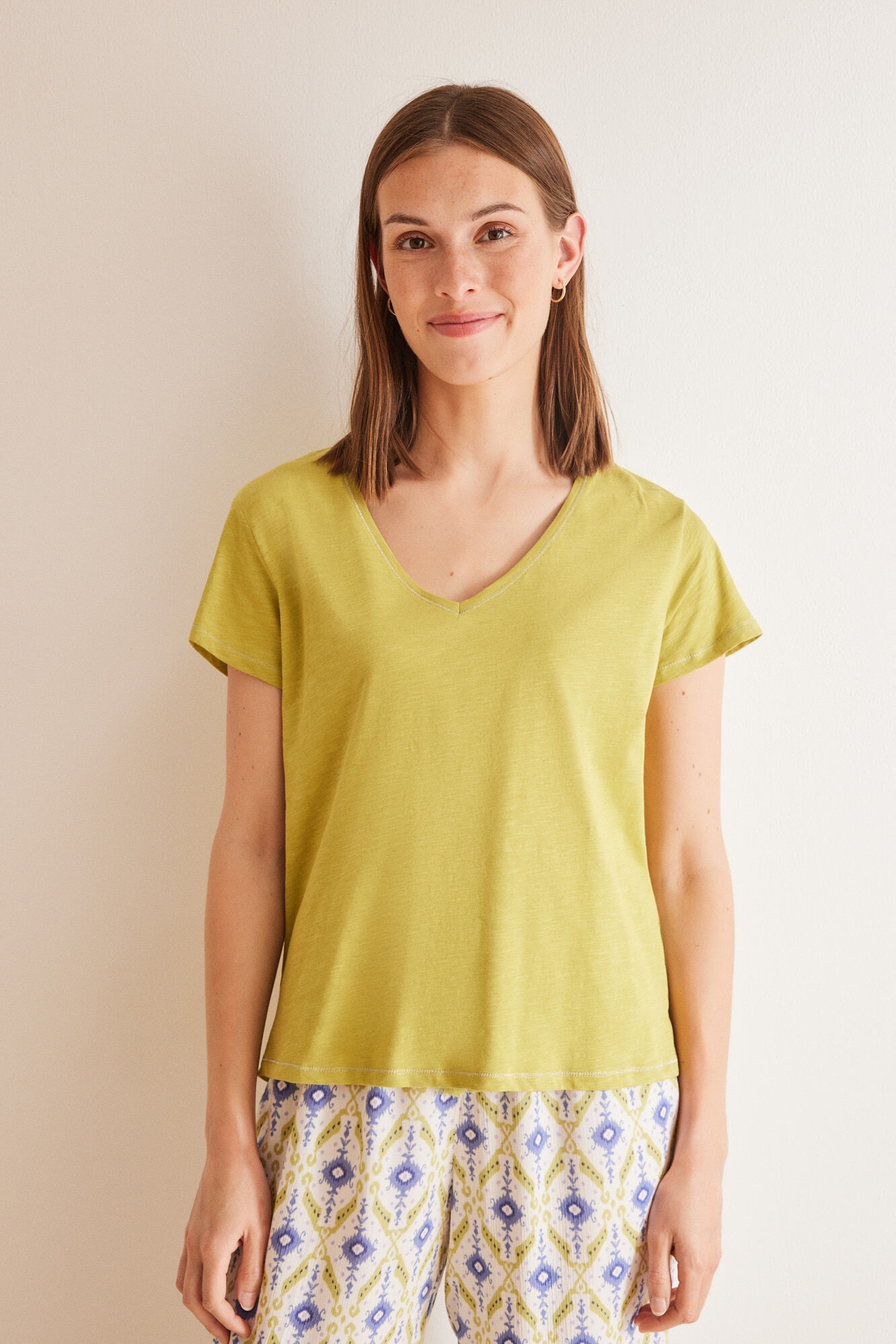 Women'secret Playera 100% algod&oacute;n flam&eacute; verde kaki