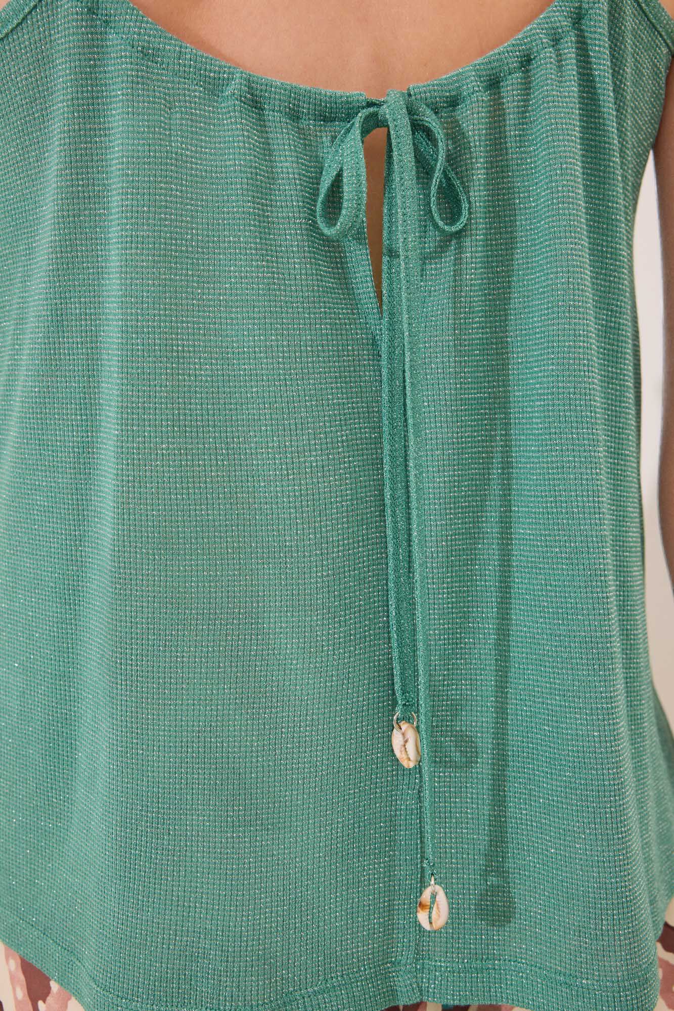 Women'secret Playera de tirantes sin mangas de canal&eacute; verde 