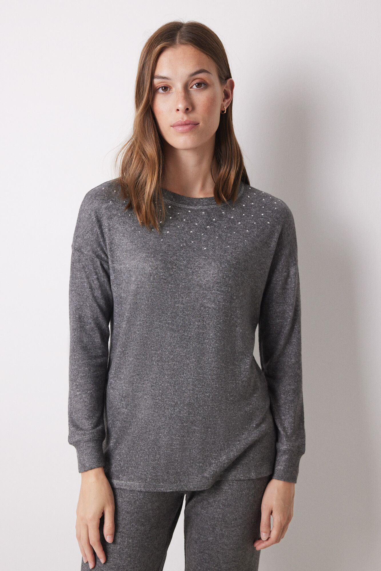 Women'secret Conjunto largo tricot gris oscuro