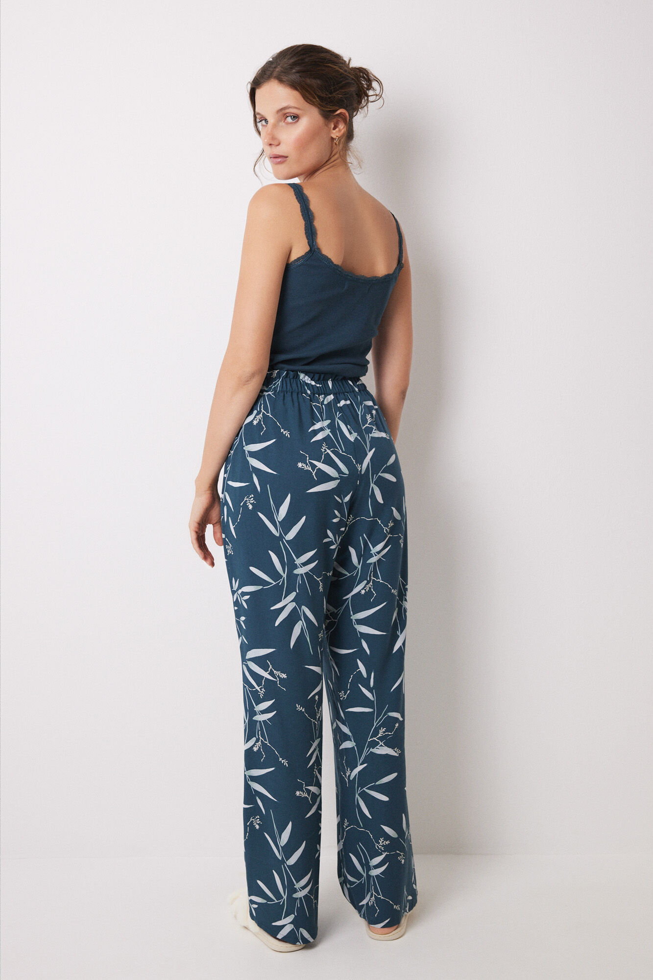 Women'secret Pantal&oacute;n lounge viscosa print hojas verde