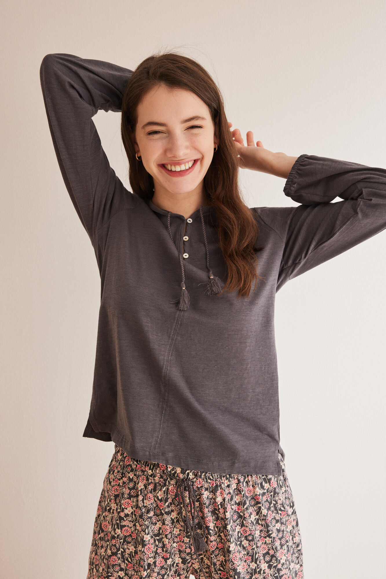 Women'secret Playera evas&eacute; 100% algod&oacute;n gris