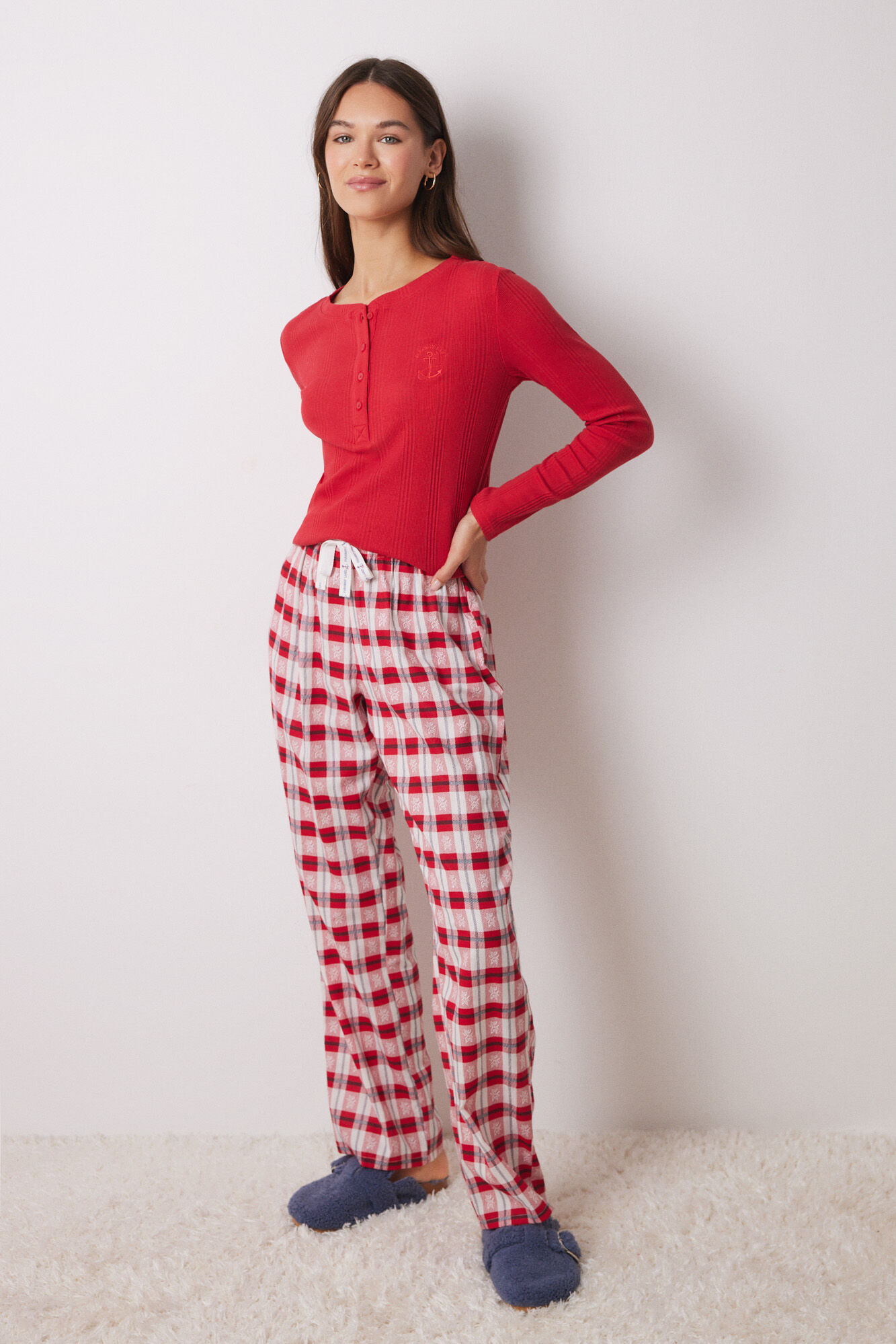 Women'secret Pantal&oacute;n pijama cuadros rojo