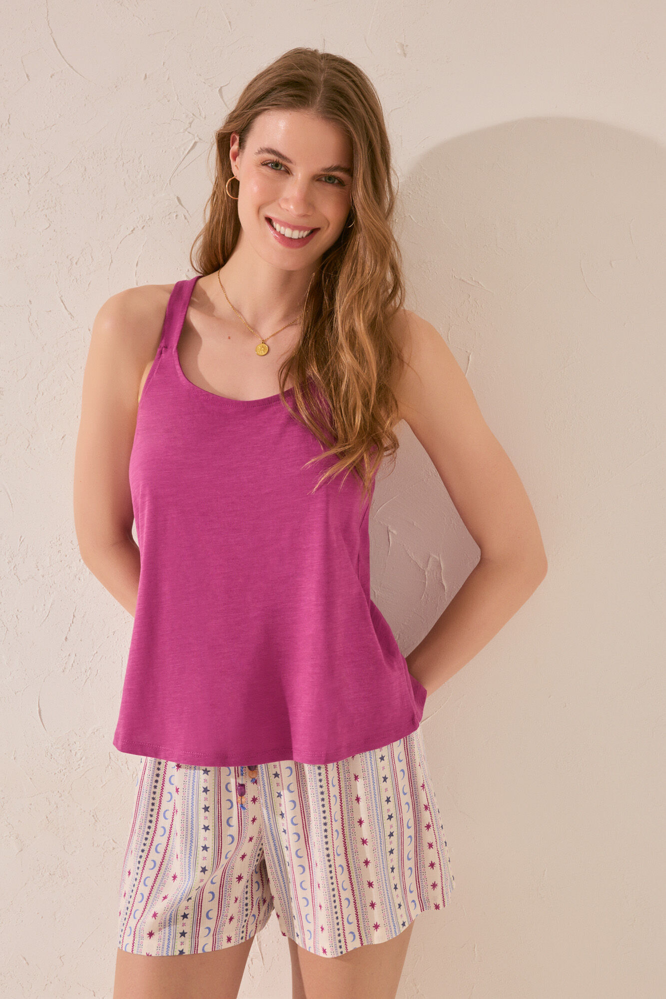 Women'secret Playera de tirantes sin mangas de algod&oacute;n morado/lila