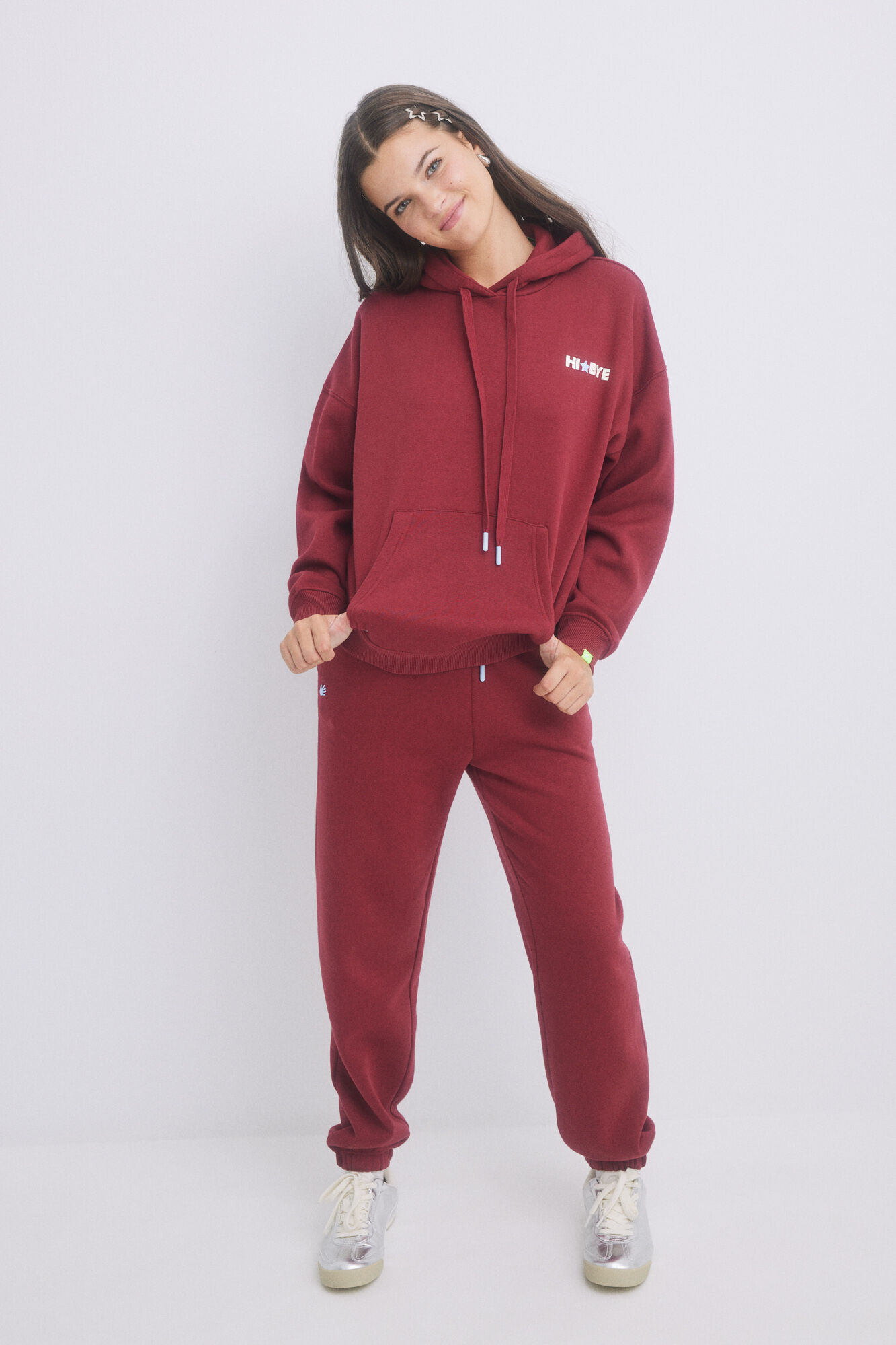 HI&BYE Sudadera capucha felpa rojo  rojo