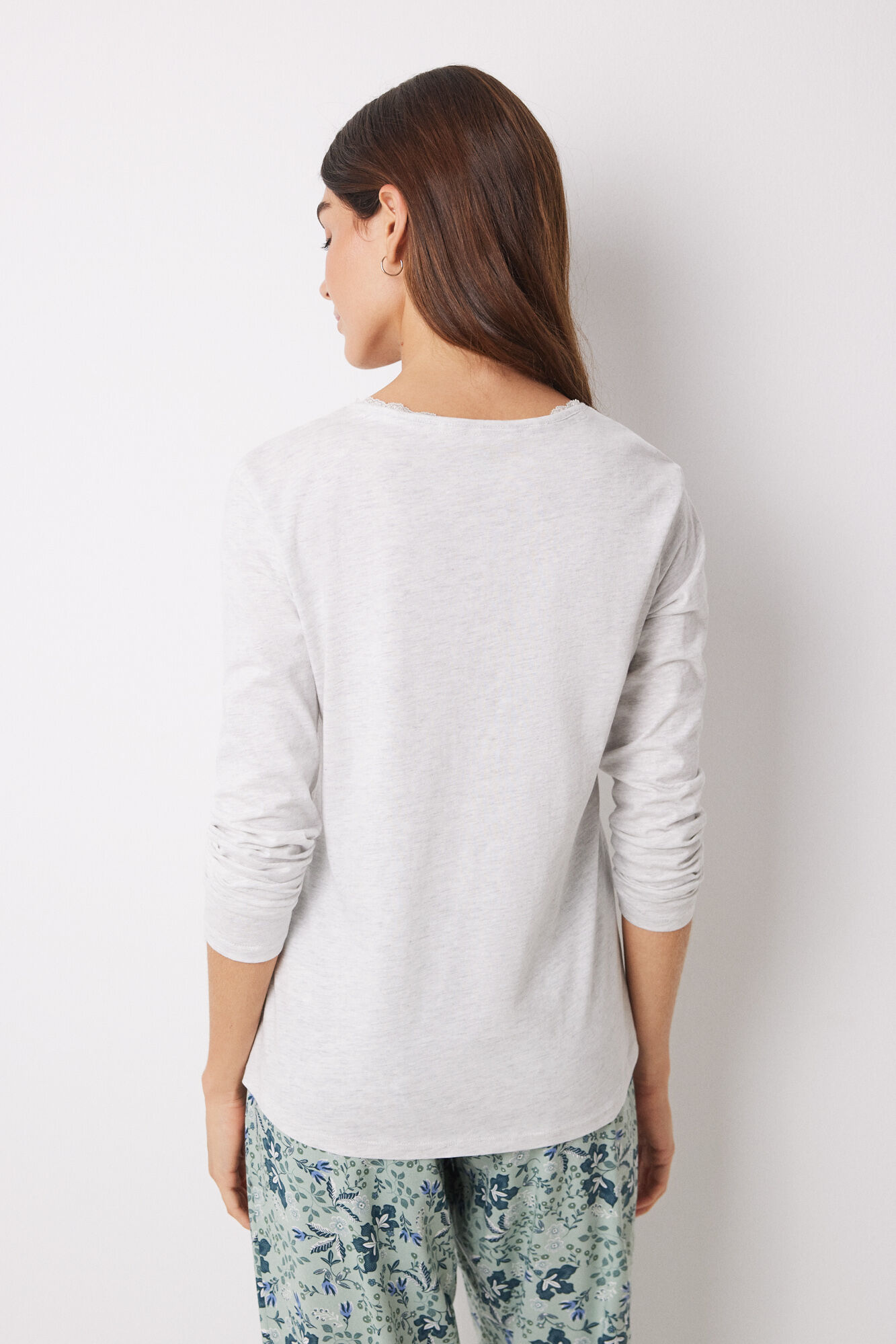 Women'secret Playera manga larga 100% algod&oacute;n gris gris