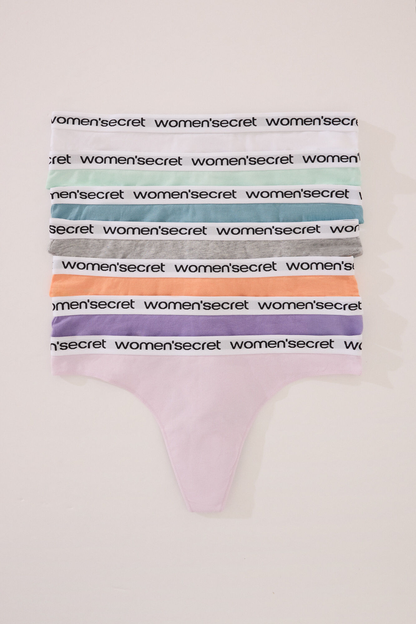 Women'secret Pack de 7 tangas de algod&oacute;n de colores brillantes
