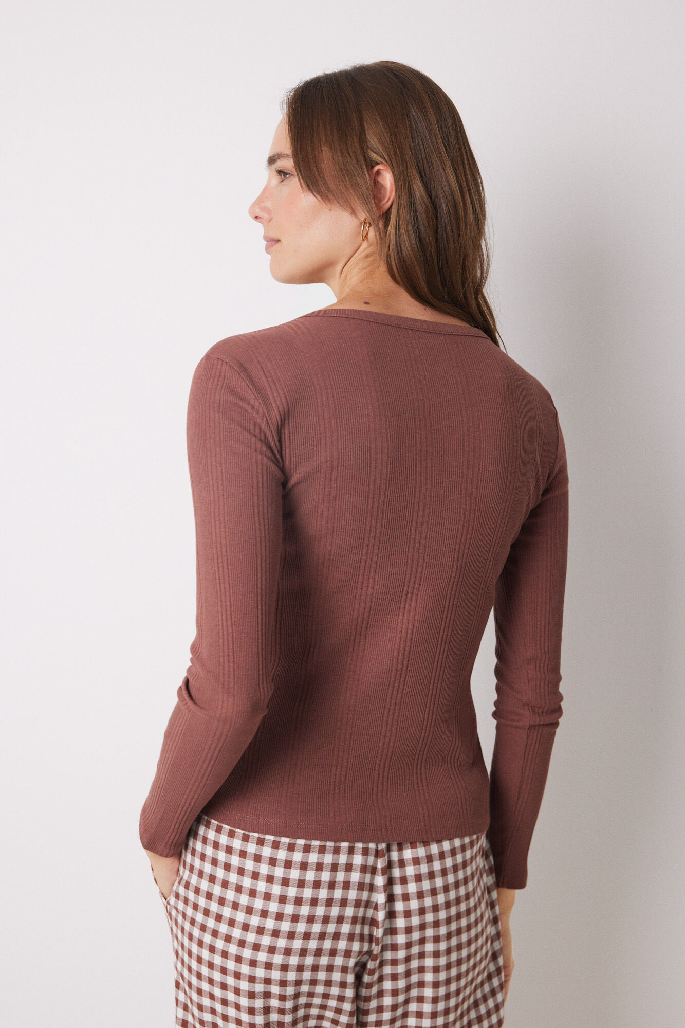 Women'secret Playera manga larga canal&eacute; caf&eacute; caf&eacute;