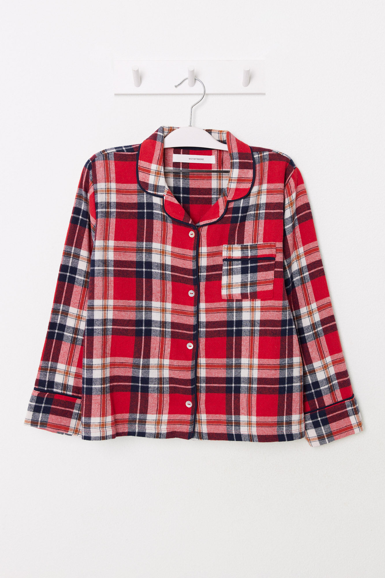 Women'secret Pijama infantil camisera cuadros rojo 100% algod&oacute;n estampado
