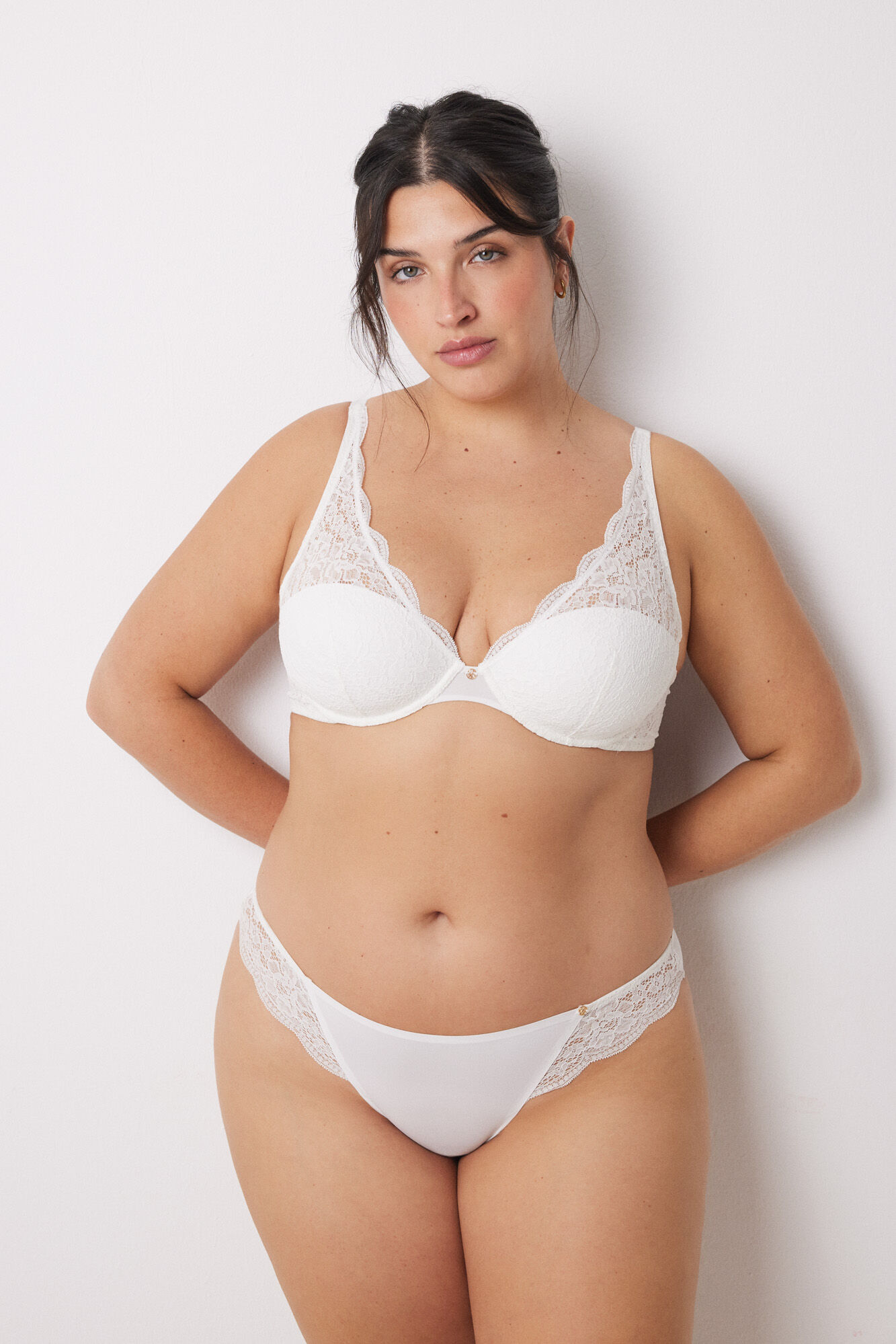Women'secret INTUITIVE brasier halter relleno encaje blanco amarillo