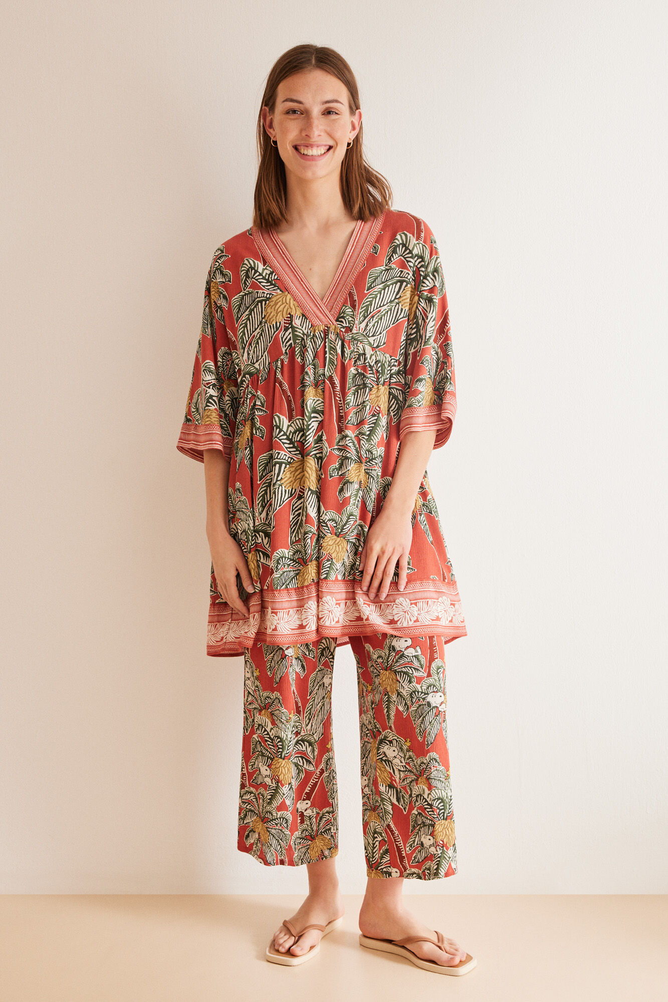Women'secret Vestido viscosa estampado tropical estampado