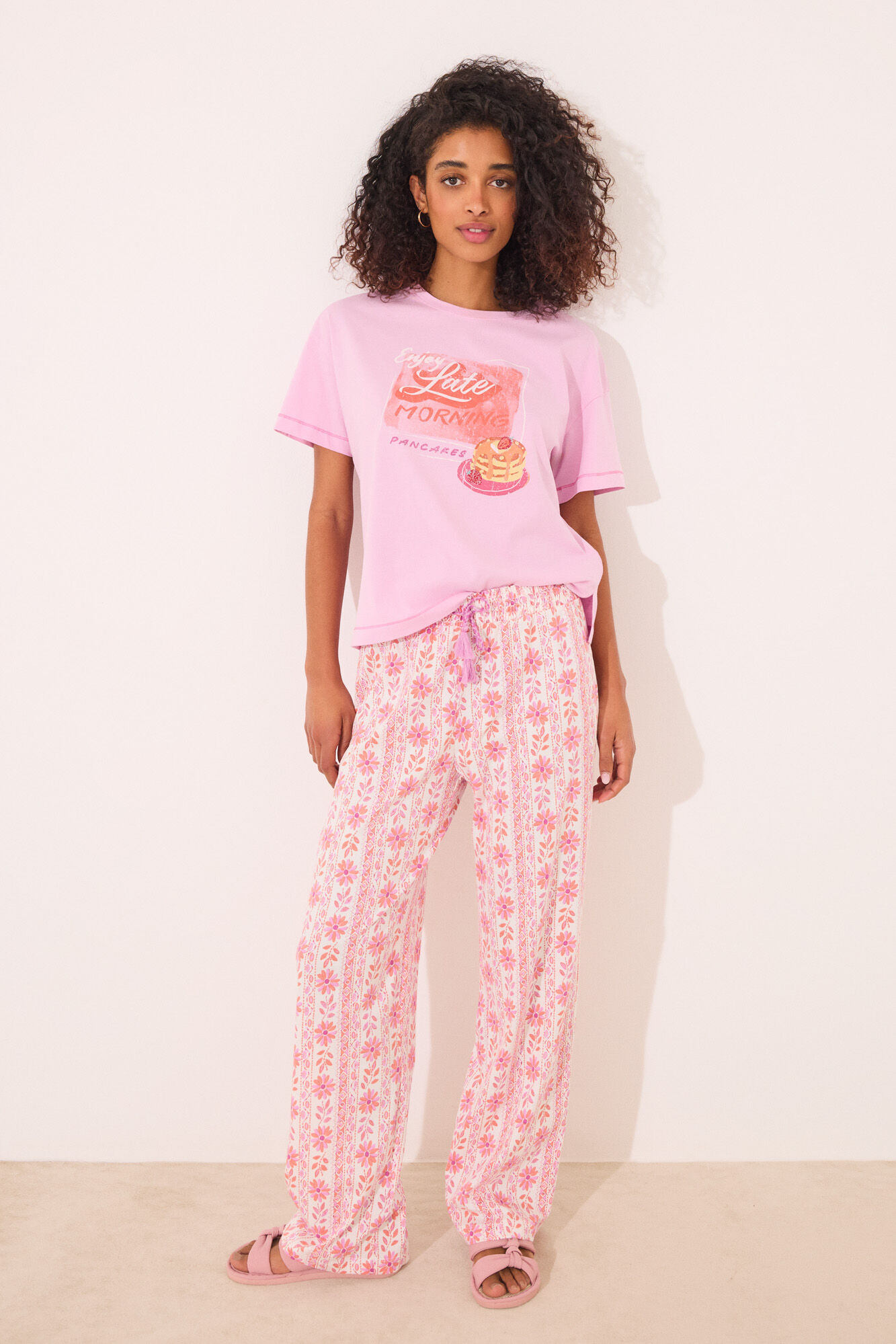 Women'secret Pantal&oacute;n largo de sal&oacute;n 100% algod&oacute;n flores