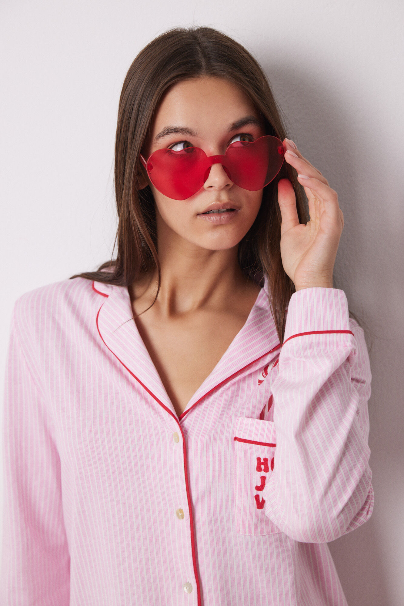 Women'secret Pijama camisera 100% algod&oacute;n rayas  rosa