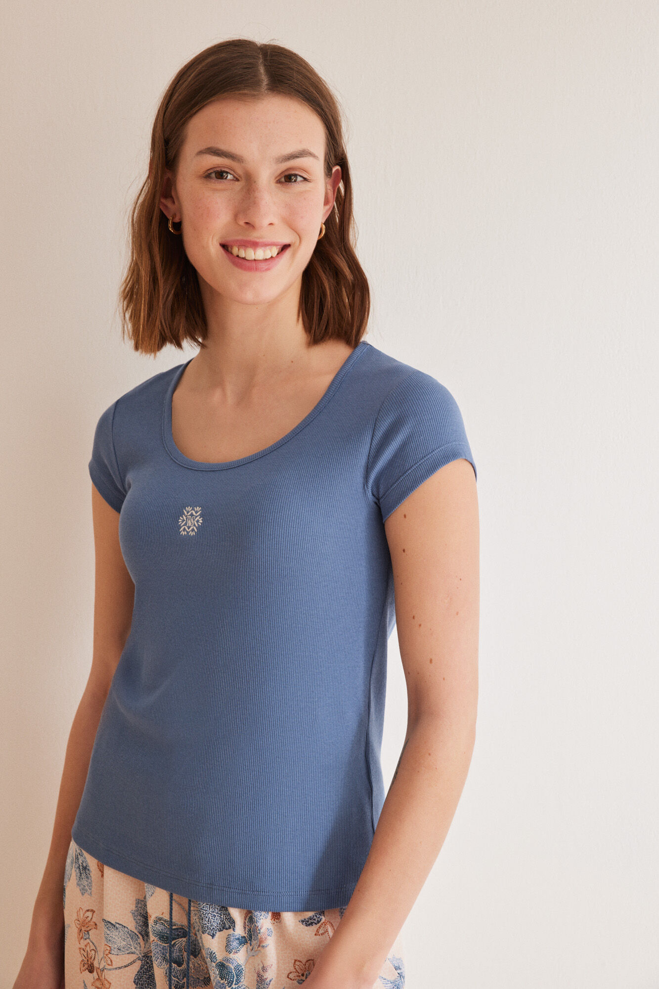 Women'secret Playera algod&oacute;n azul azul