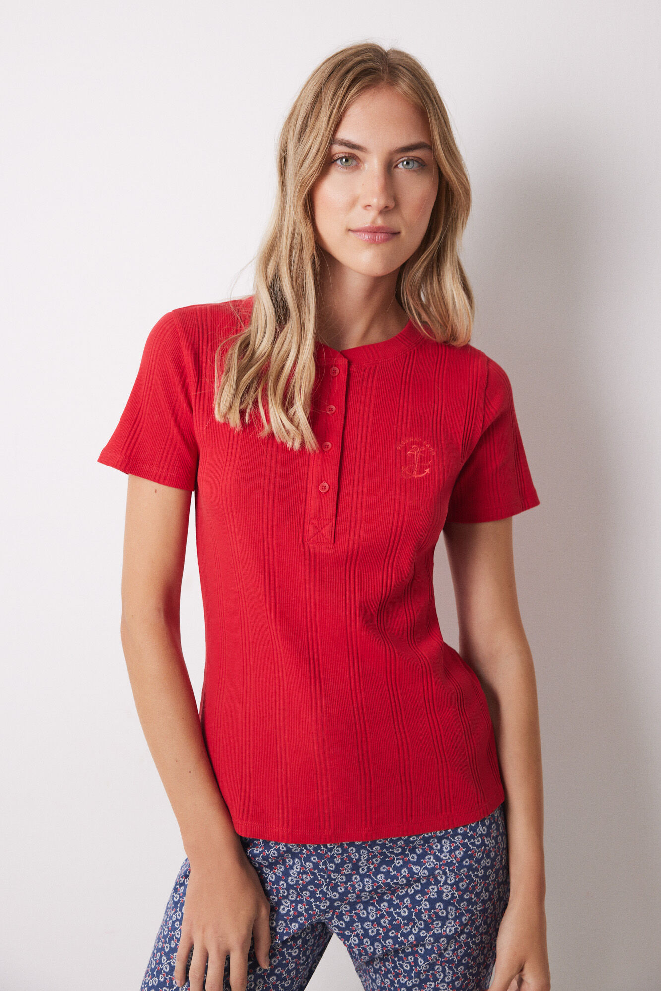 Women'secret Playera algod&oacute;n manga corta rojo